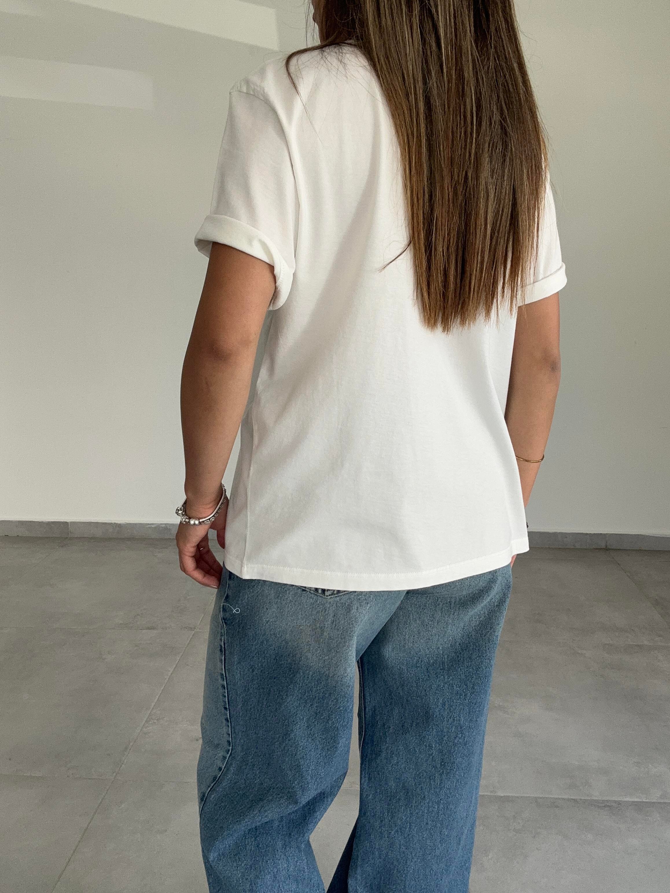 Ekru Baskılı Tişört