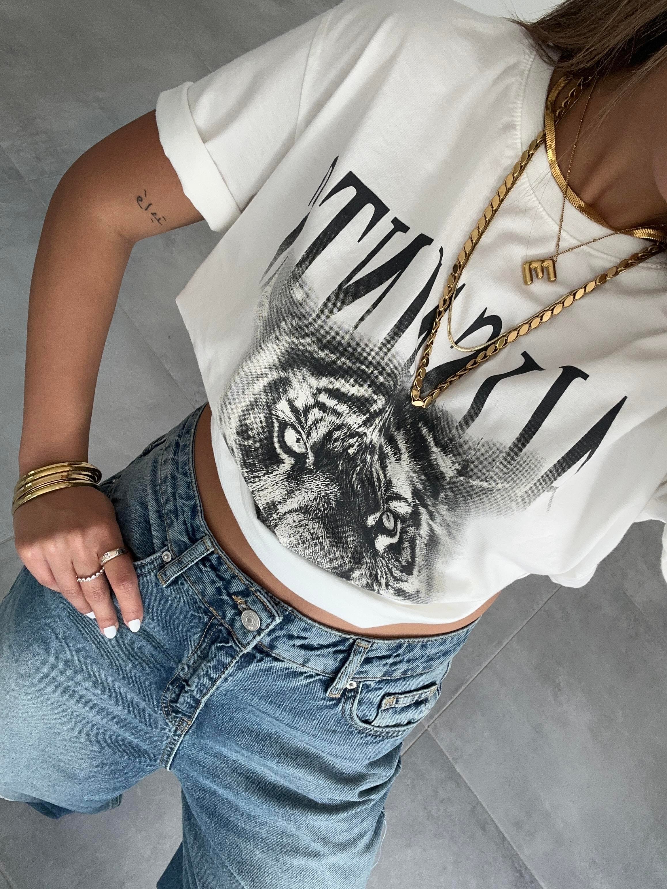 Ekru Baskılı Tişört