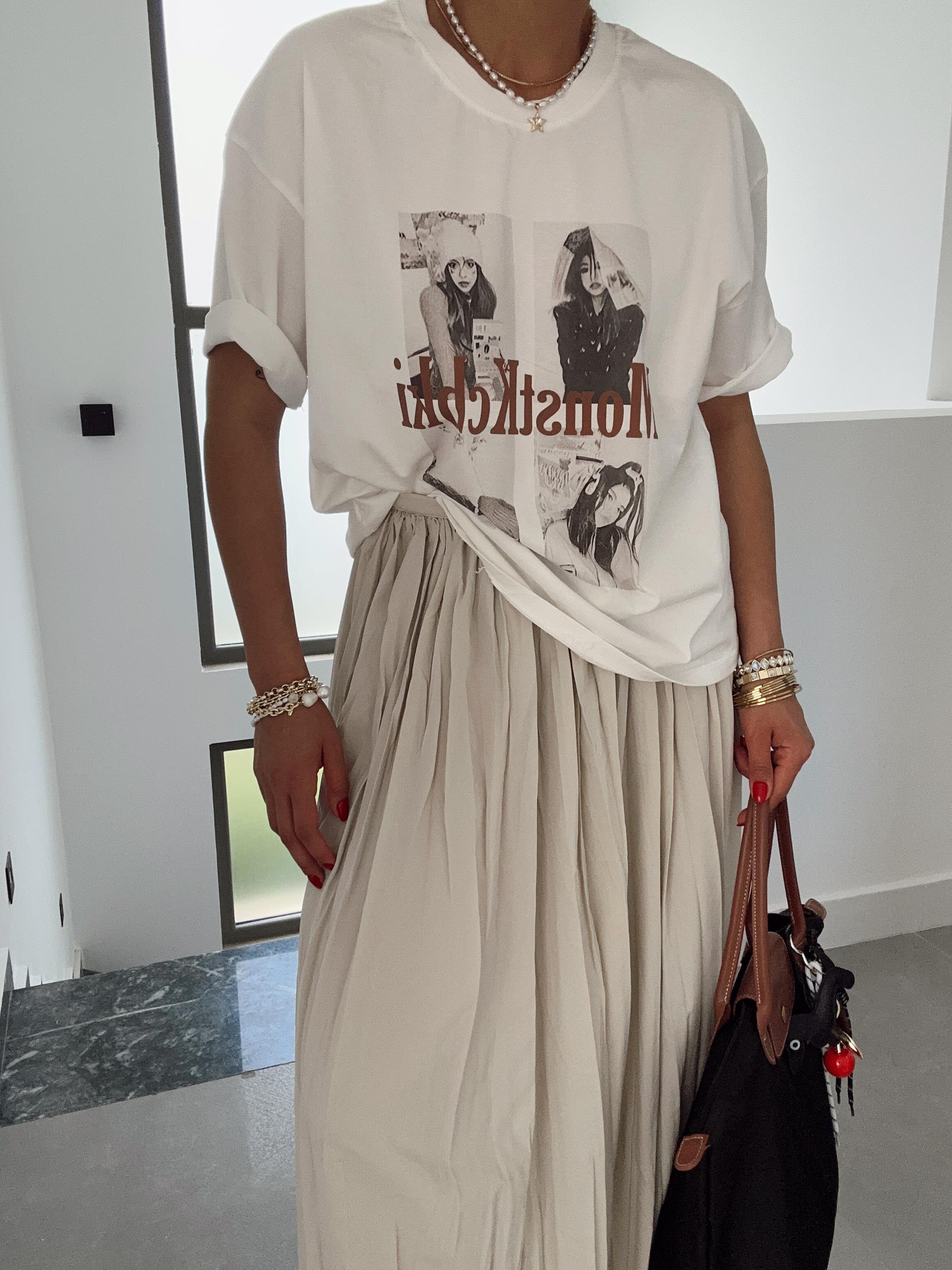 Ekru Baskılı Tişört