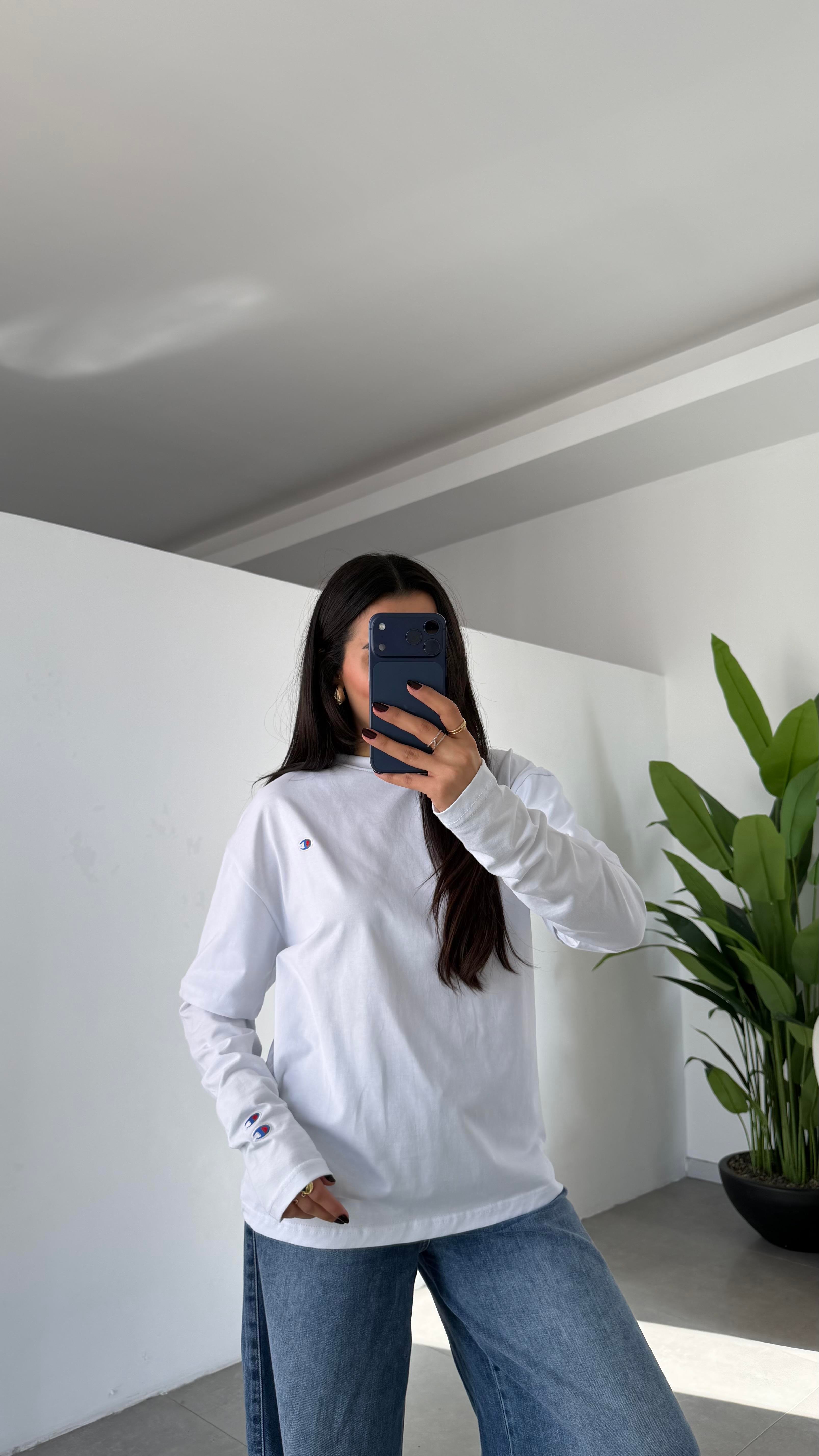 Ekru Çift Kollu Tişört