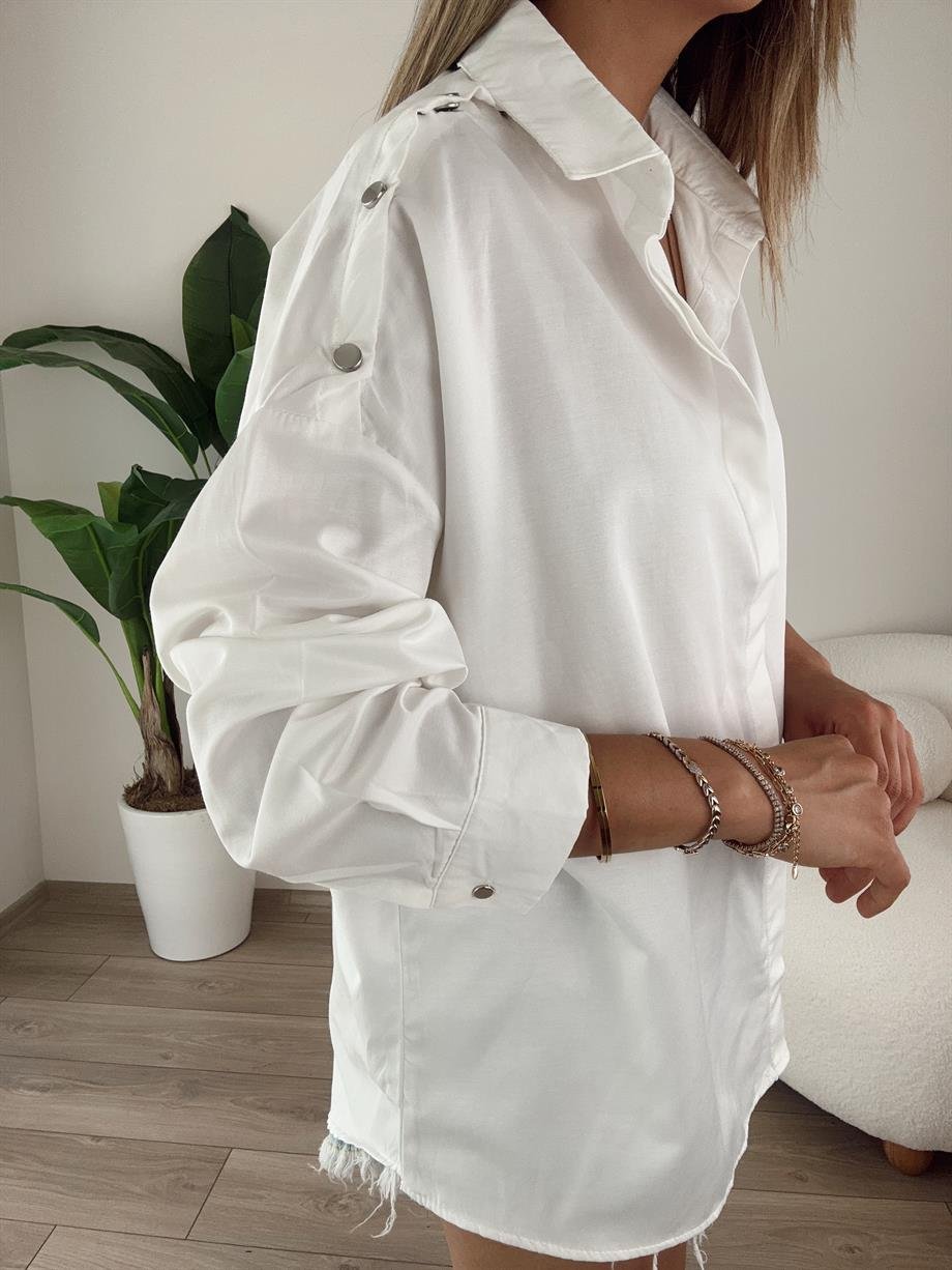 Ekru Çıtçıtlı Gömlek