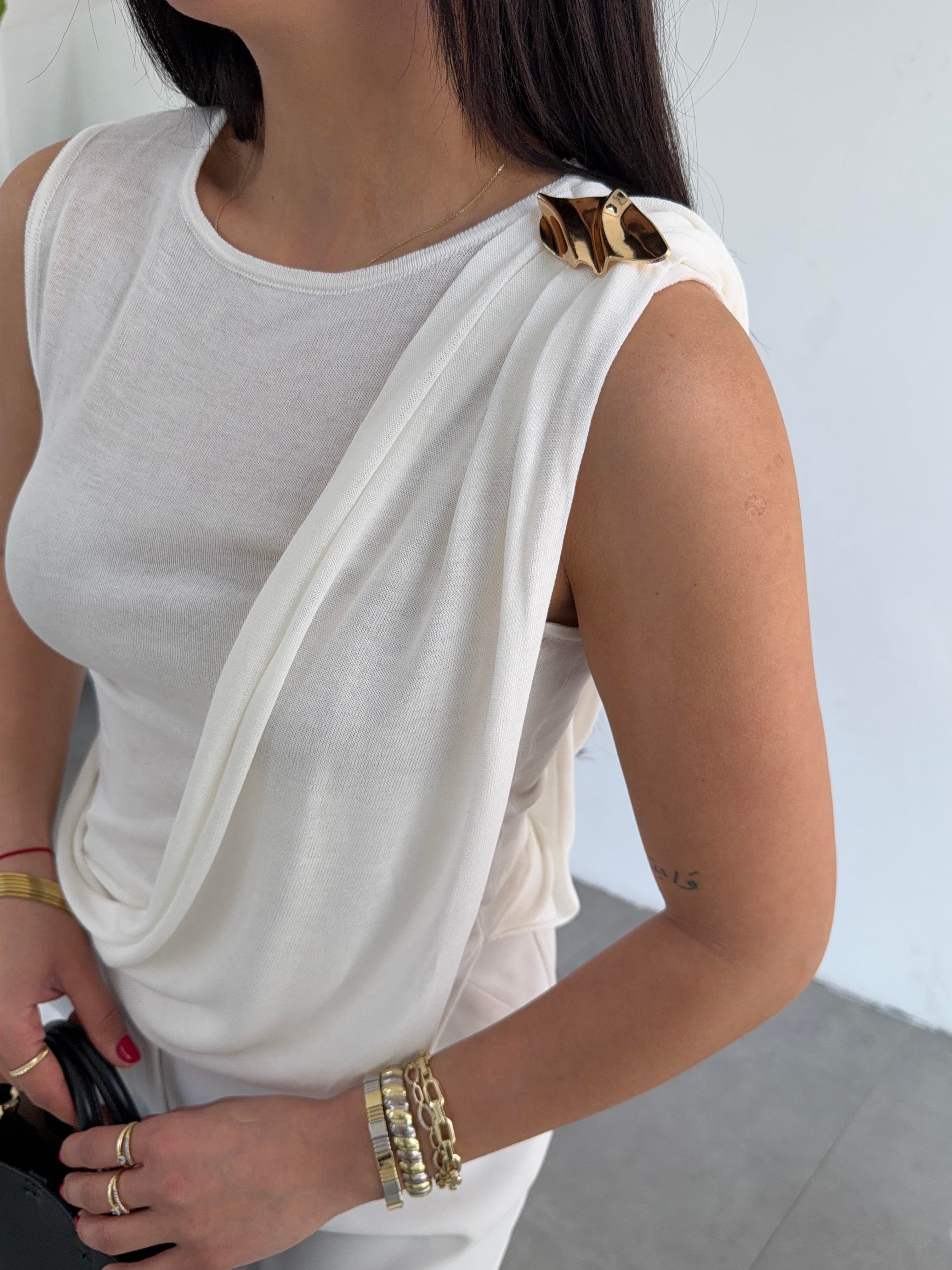 Ekru Dökümlü Triko Atlet