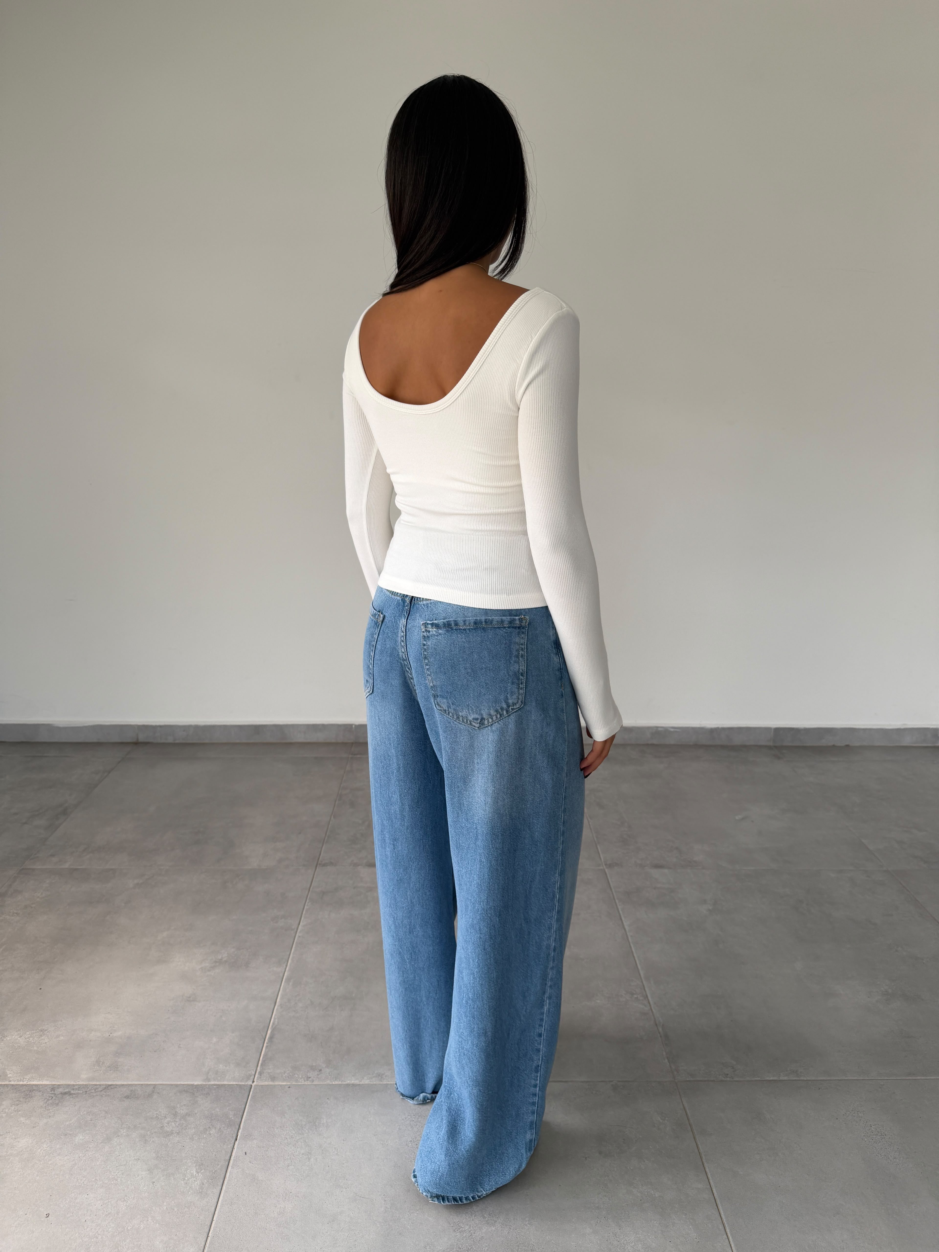 Ekru İpek Kaşkorse Gloplu Uzun Kollu Body