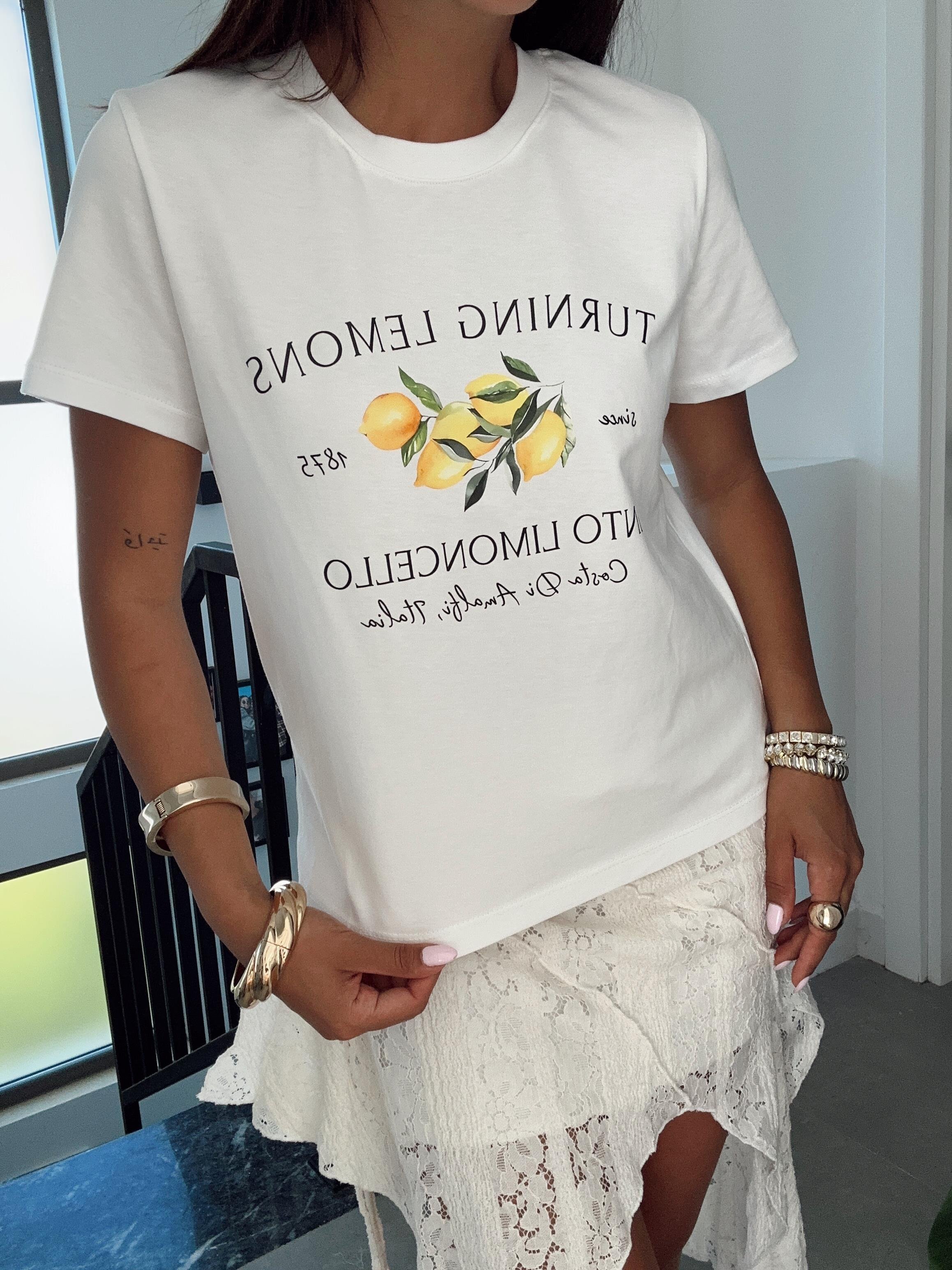 Ekru Limon Baskı Tshirt