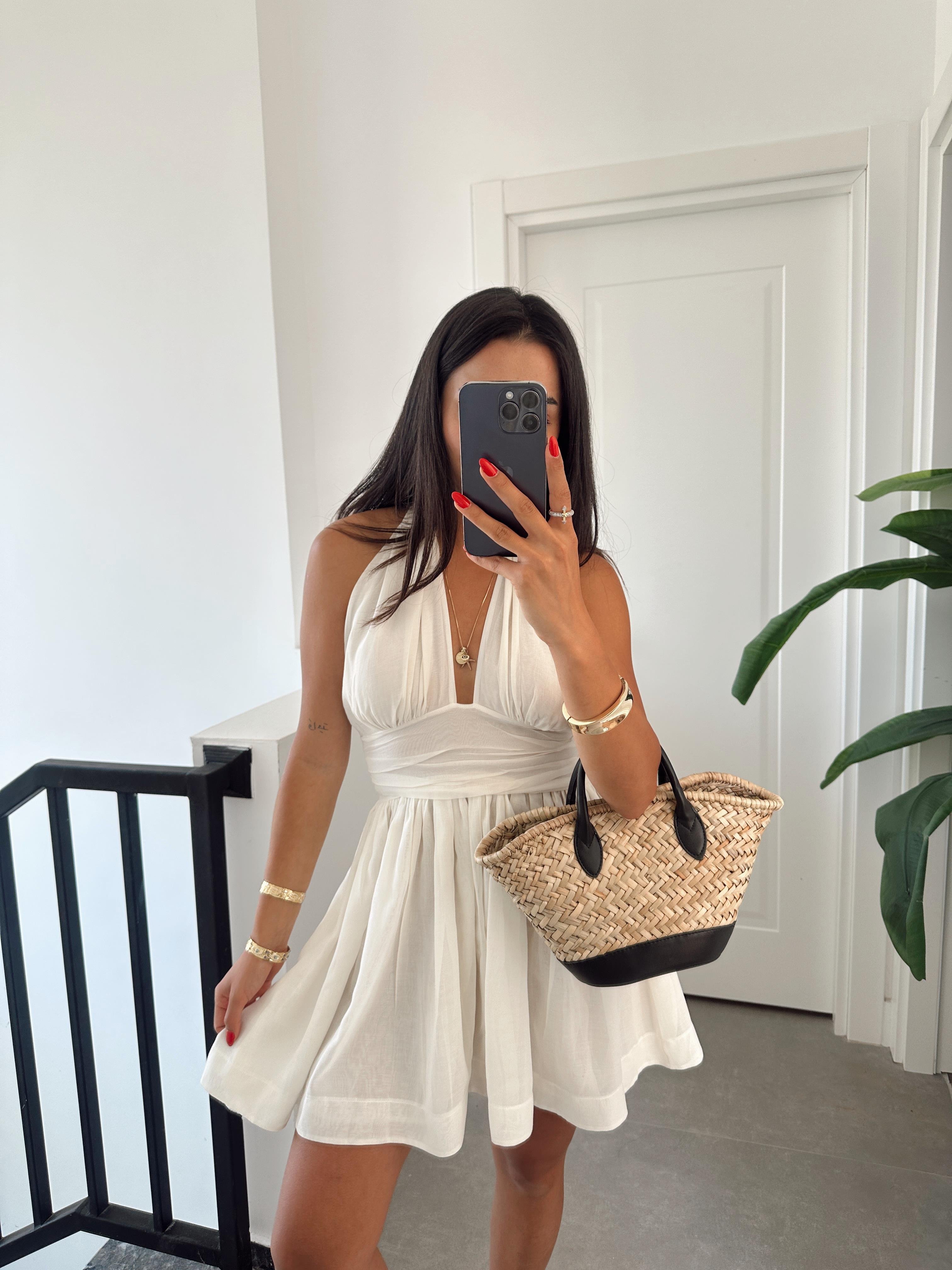 Ekru Lui Floid Elbise