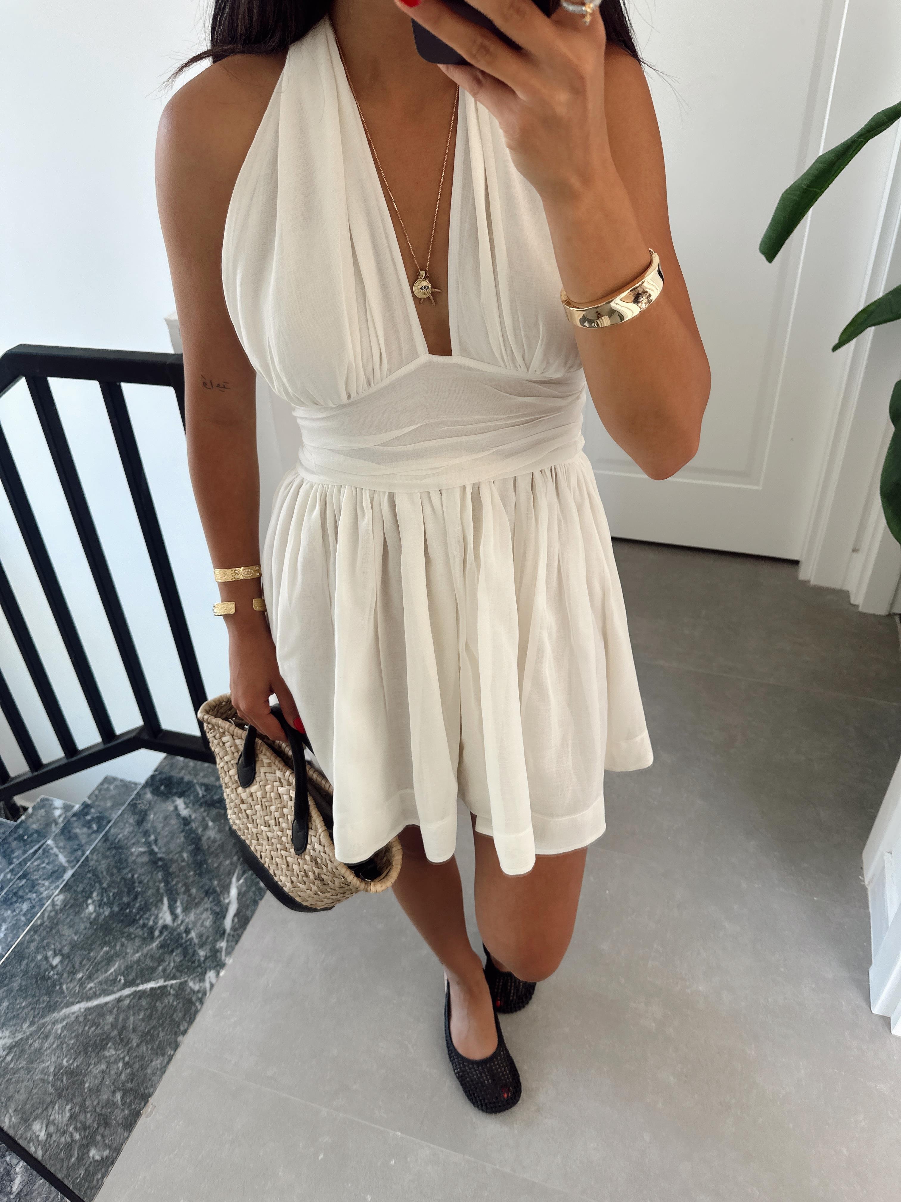 Ekru Lui Floid Elbise