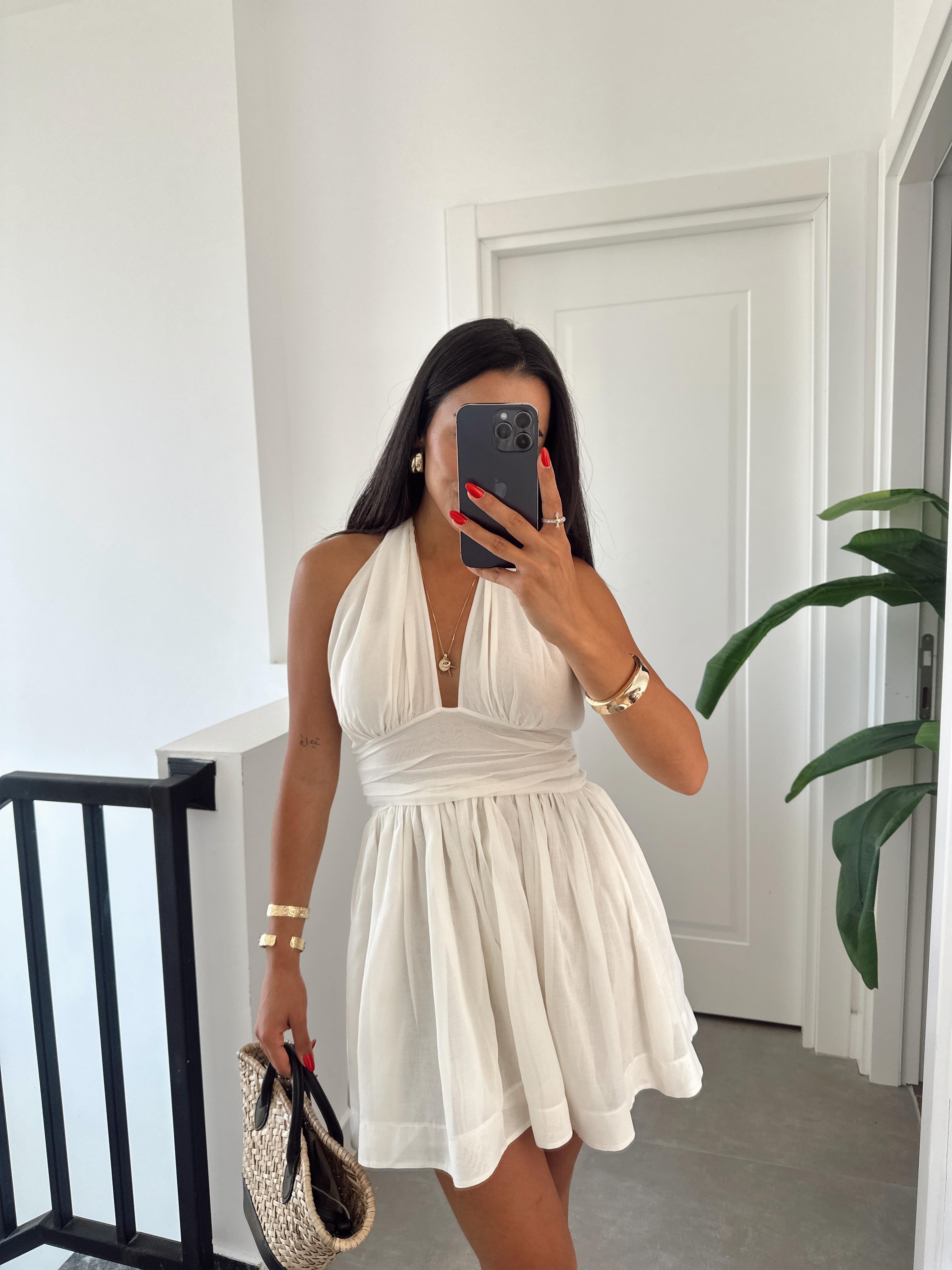 Ekru Lui Floid Elbise