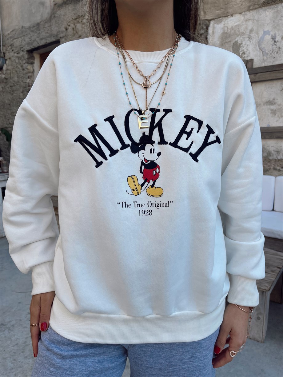Ekru Mickey Mouse Sweathsirt