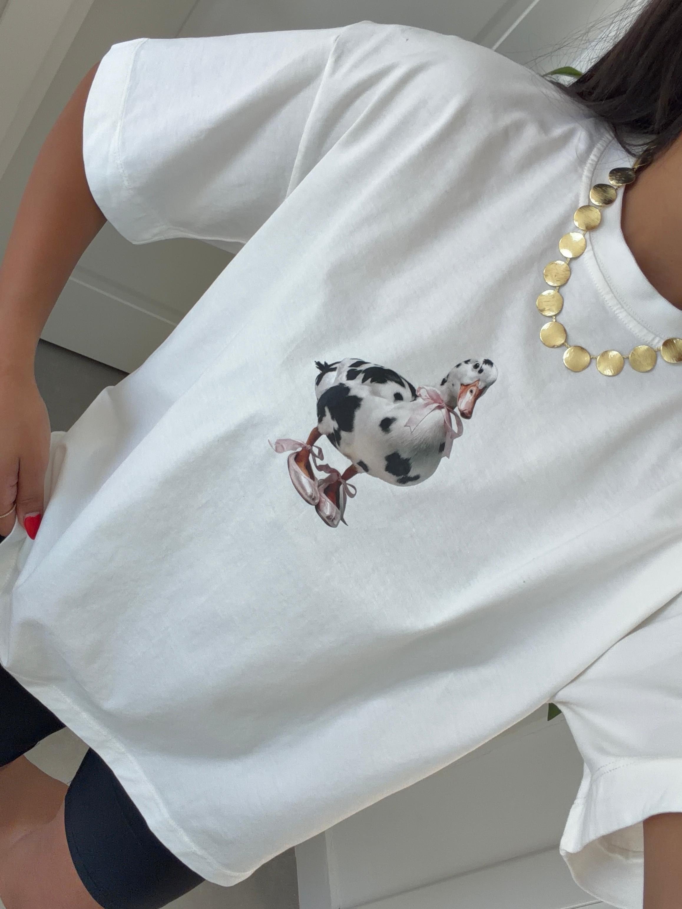 Ekru Ördek Baskı Tshirt