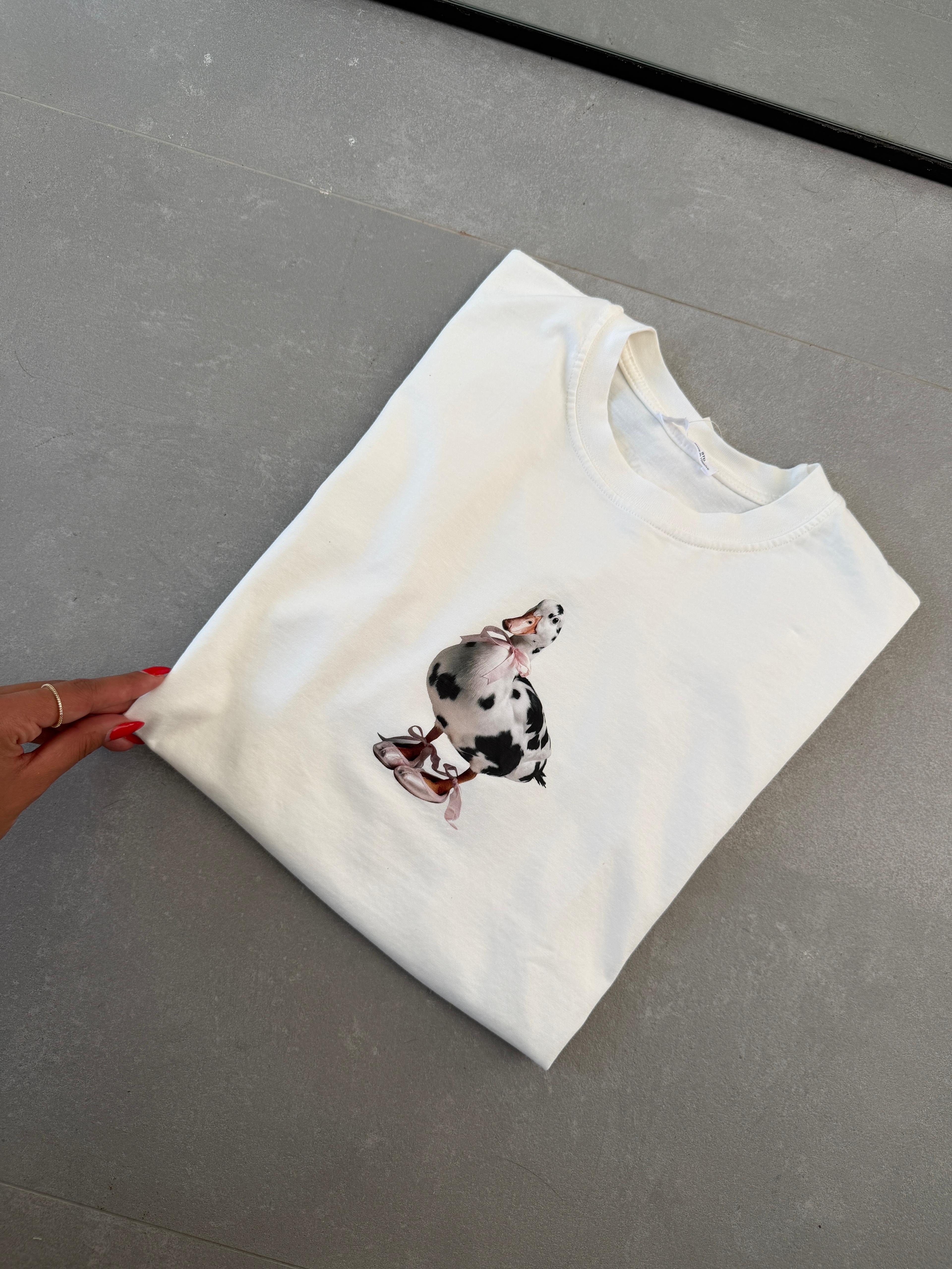 Ekru Ördek Baskı Tshirt