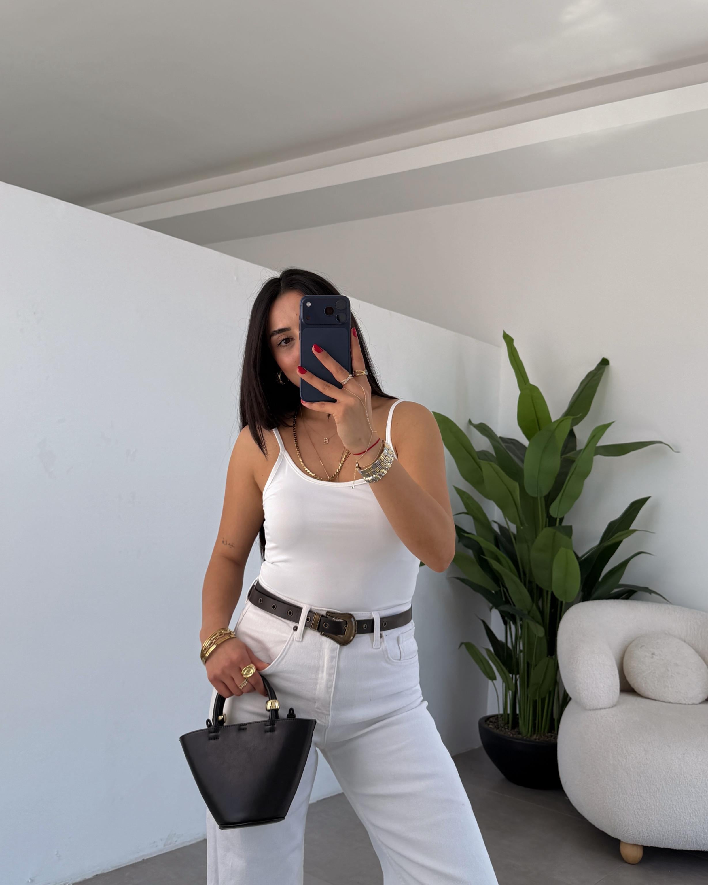 Ekru Polyemid İp Askılı Body