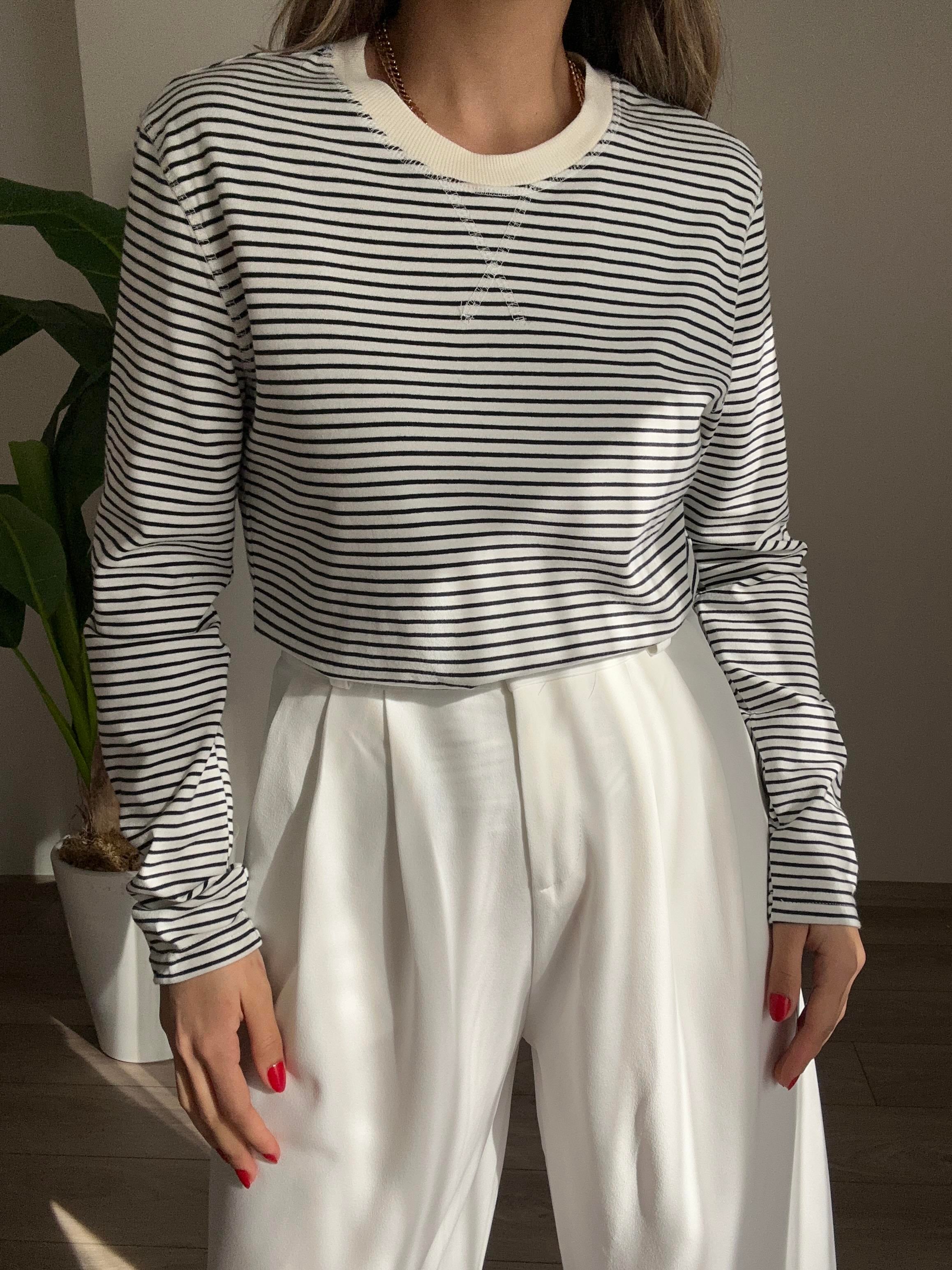 Ekru-Siyah Çizgili Basic