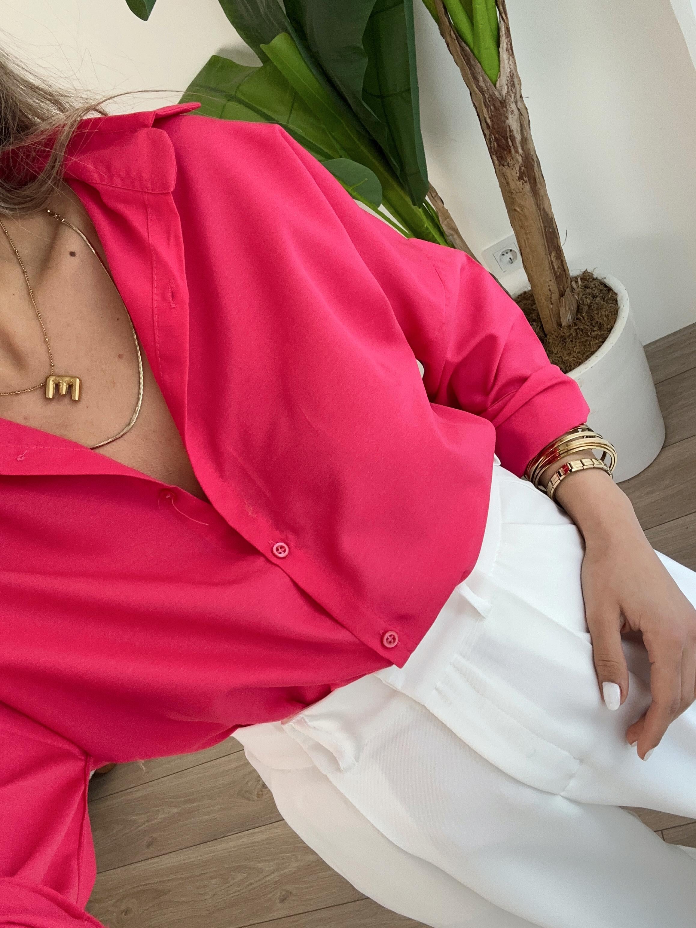 Fuşya Oversize Gömlek