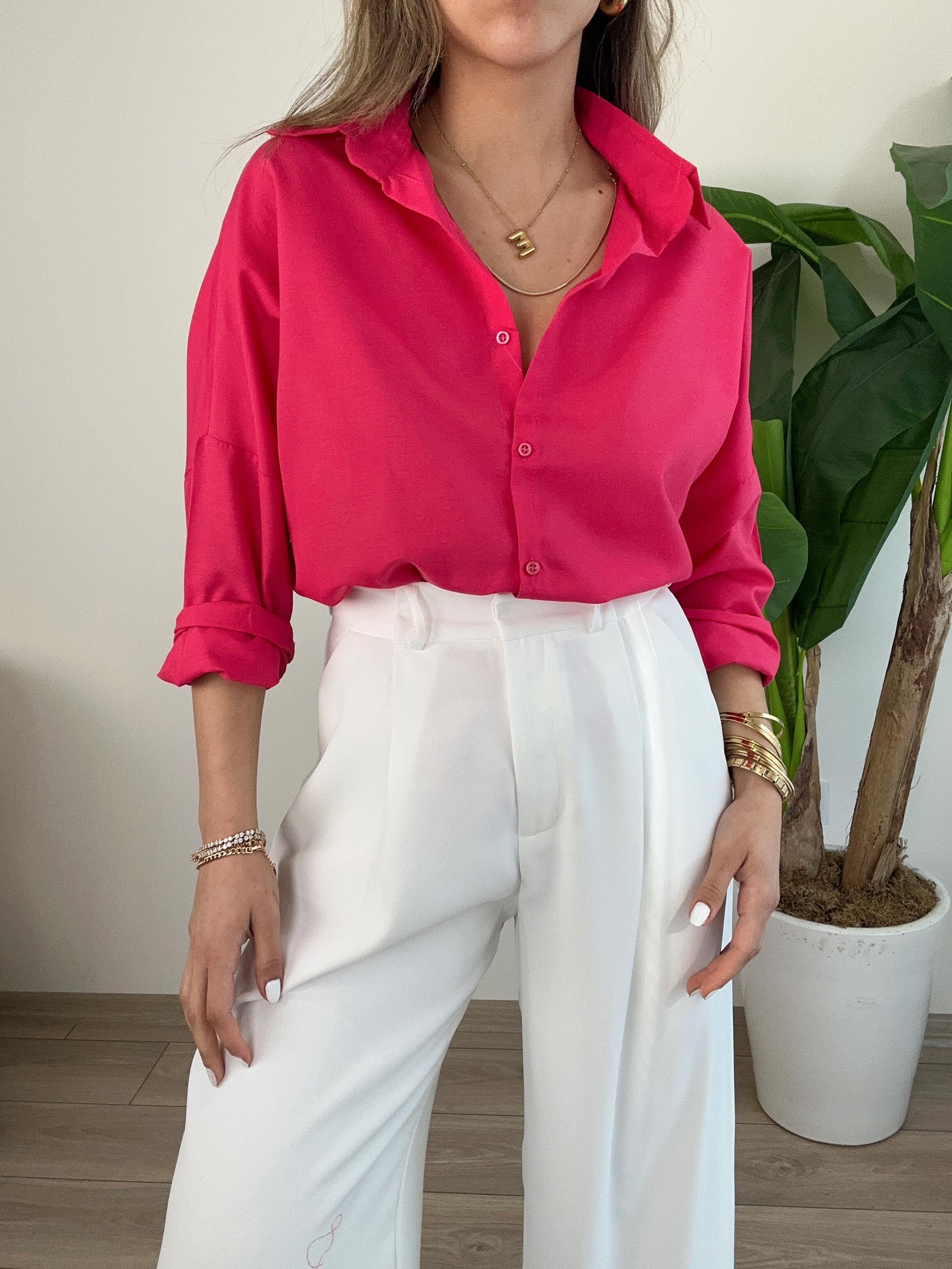 Fuşya Oversize Gömlek