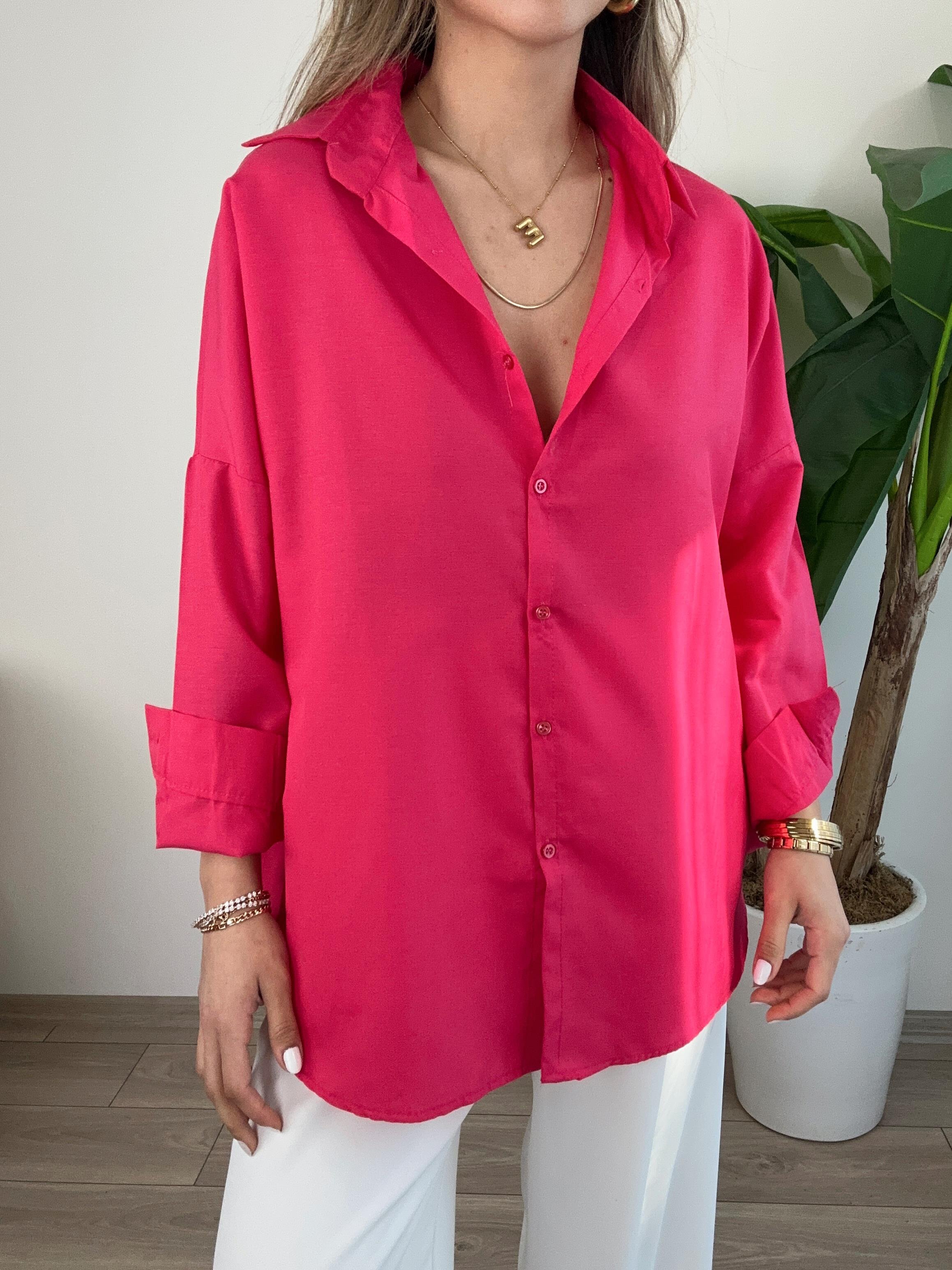 Fuşya Oversize Gömlek