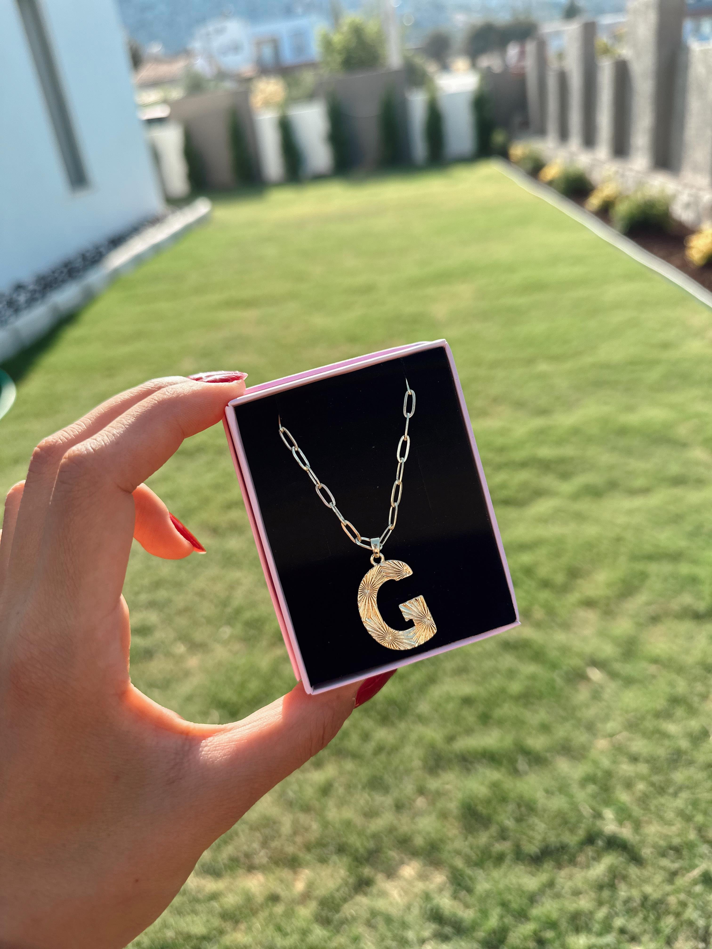 G Çelik Gold Harf Kolye