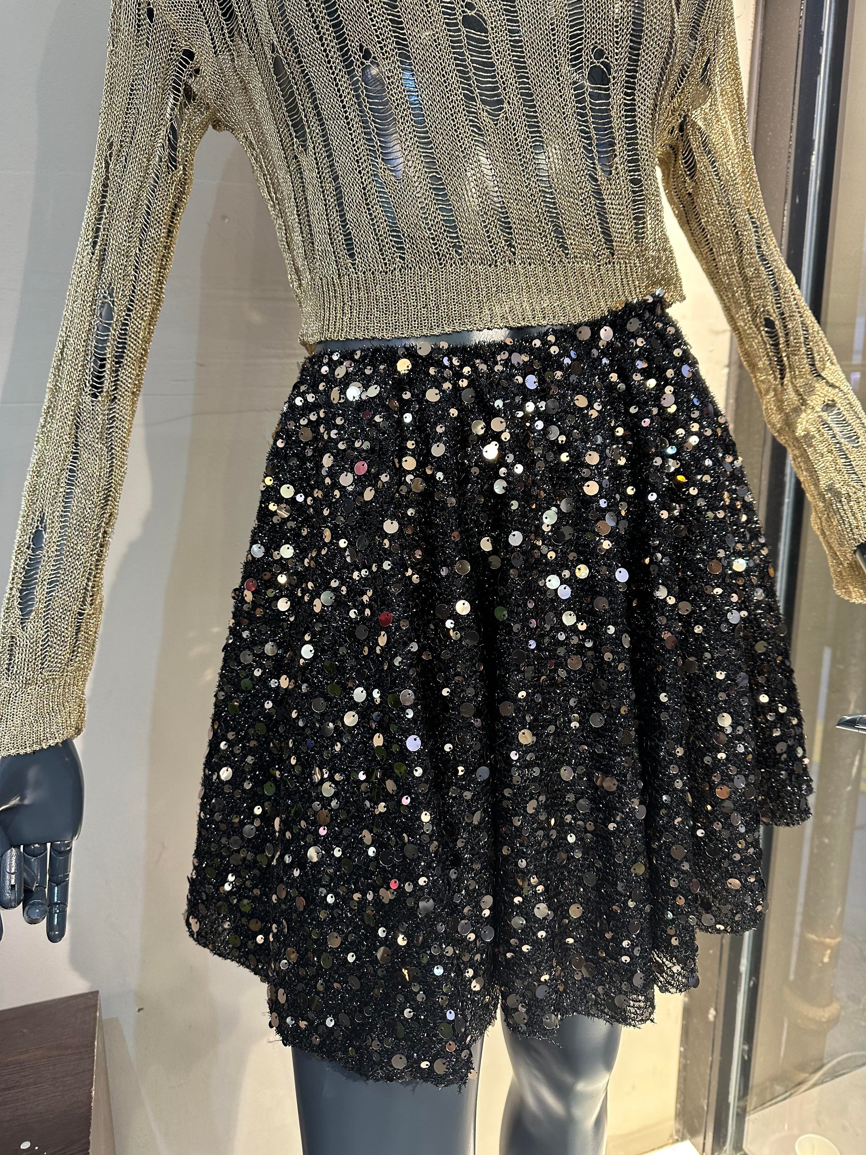 Gold Payet Mini Kloş Etek