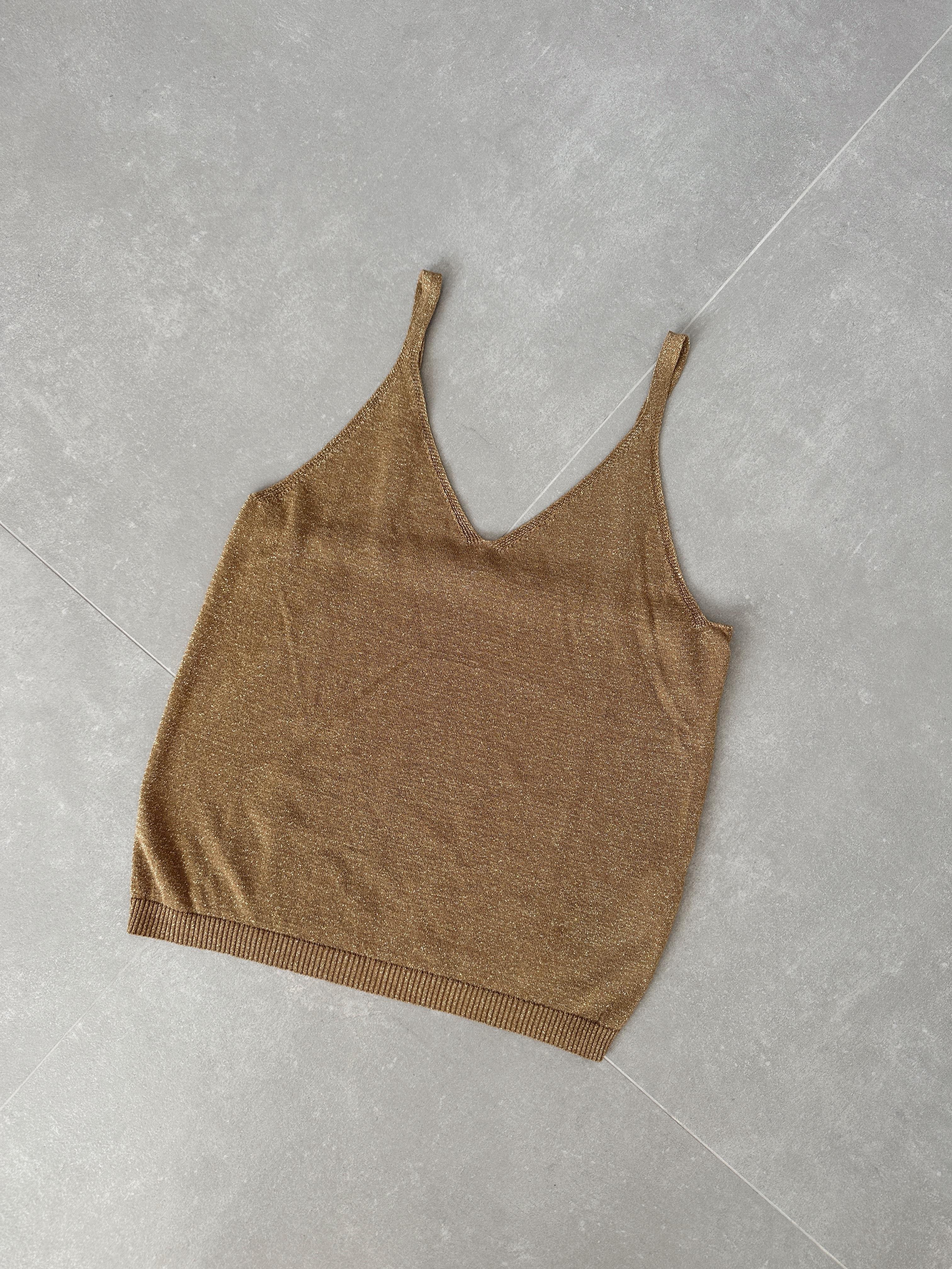 Gold Simli Askılı Bluz