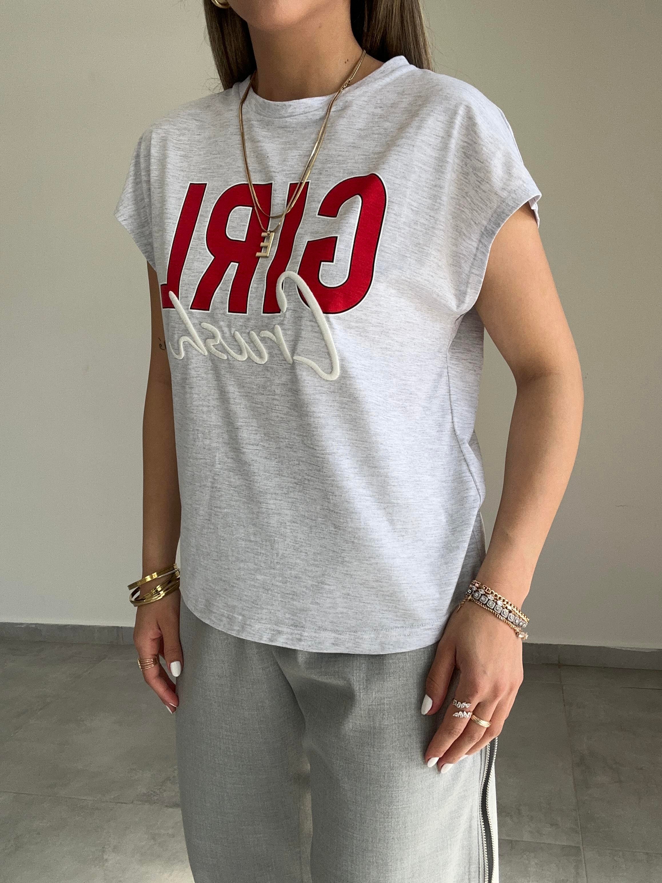 Gri Baskılı Tişört