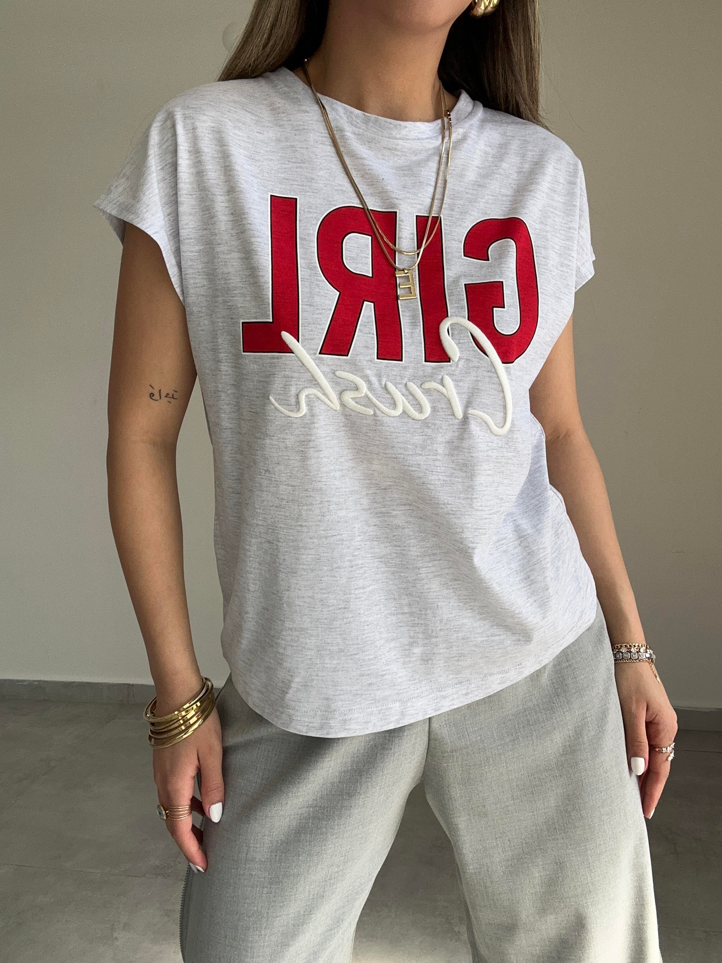 Gri Baskılı Tişört