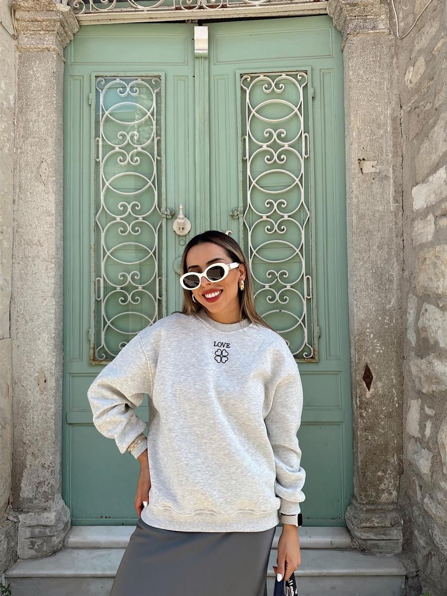 Gri Bisiklet Yaka Sweat