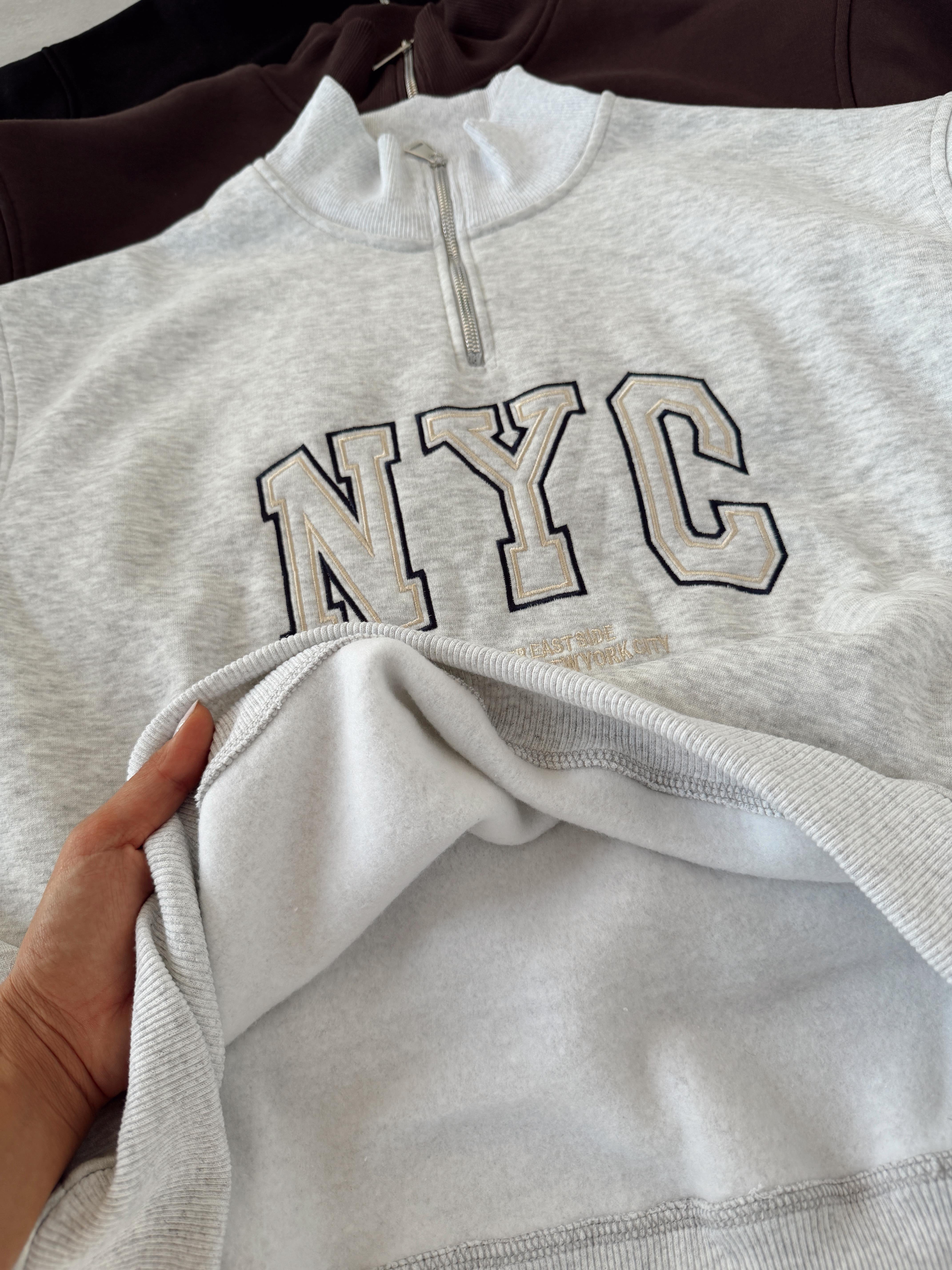 Gri Fermuarlı Sweat