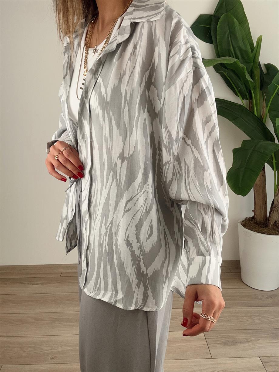 Gri Oversize Gömlek