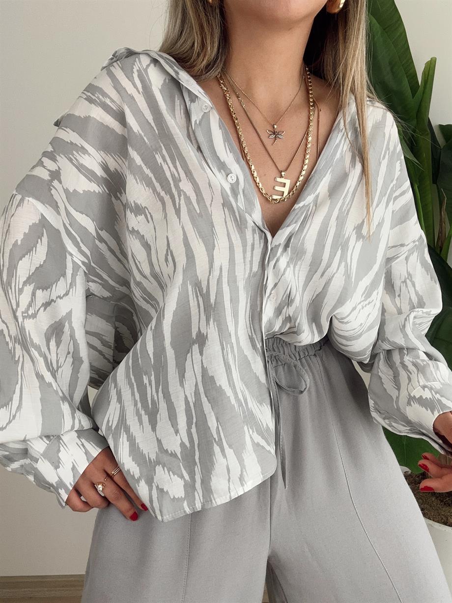 Gri Oversize Gömlek