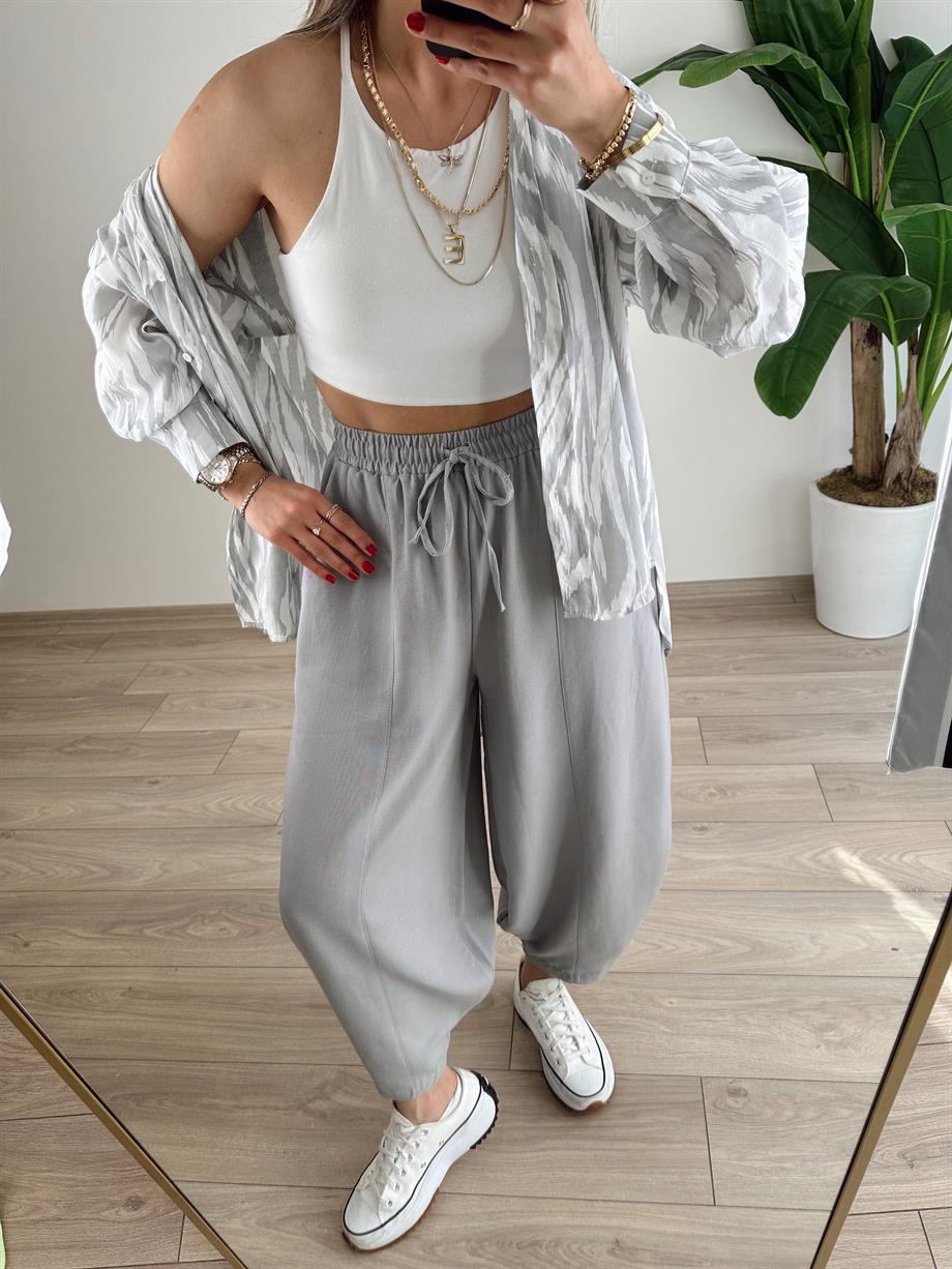 Gri Oversize Gömlek