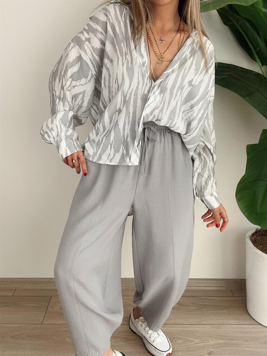 Gri Oversize Gömlek