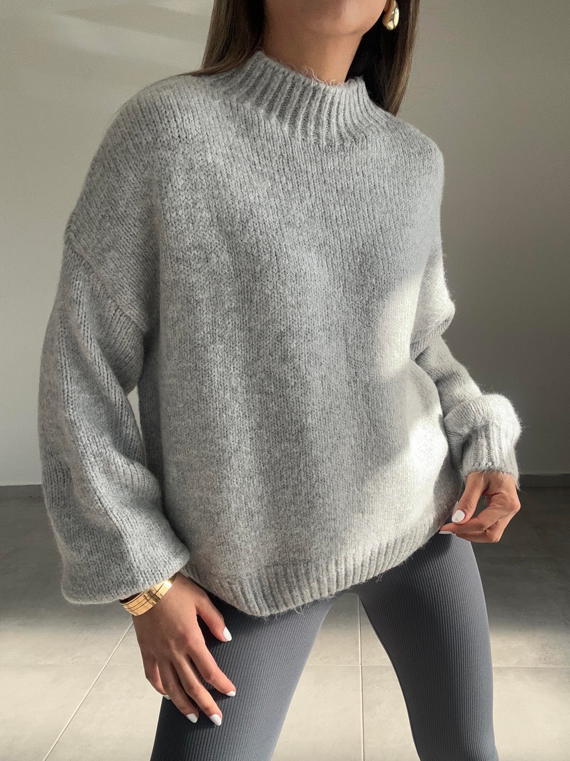 Gri Oversize Triko Kazak