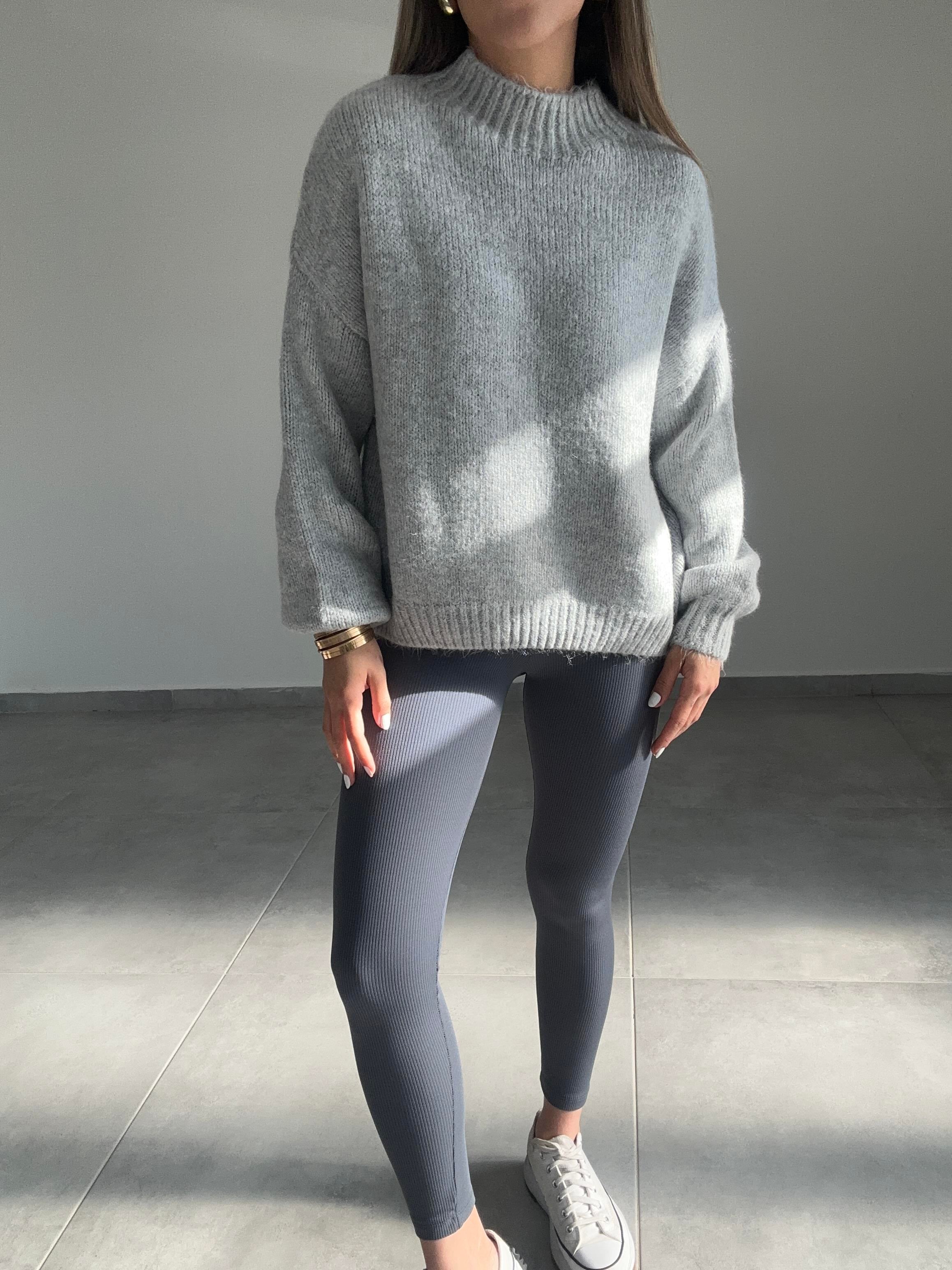 Gri Oversize Triko Kazak