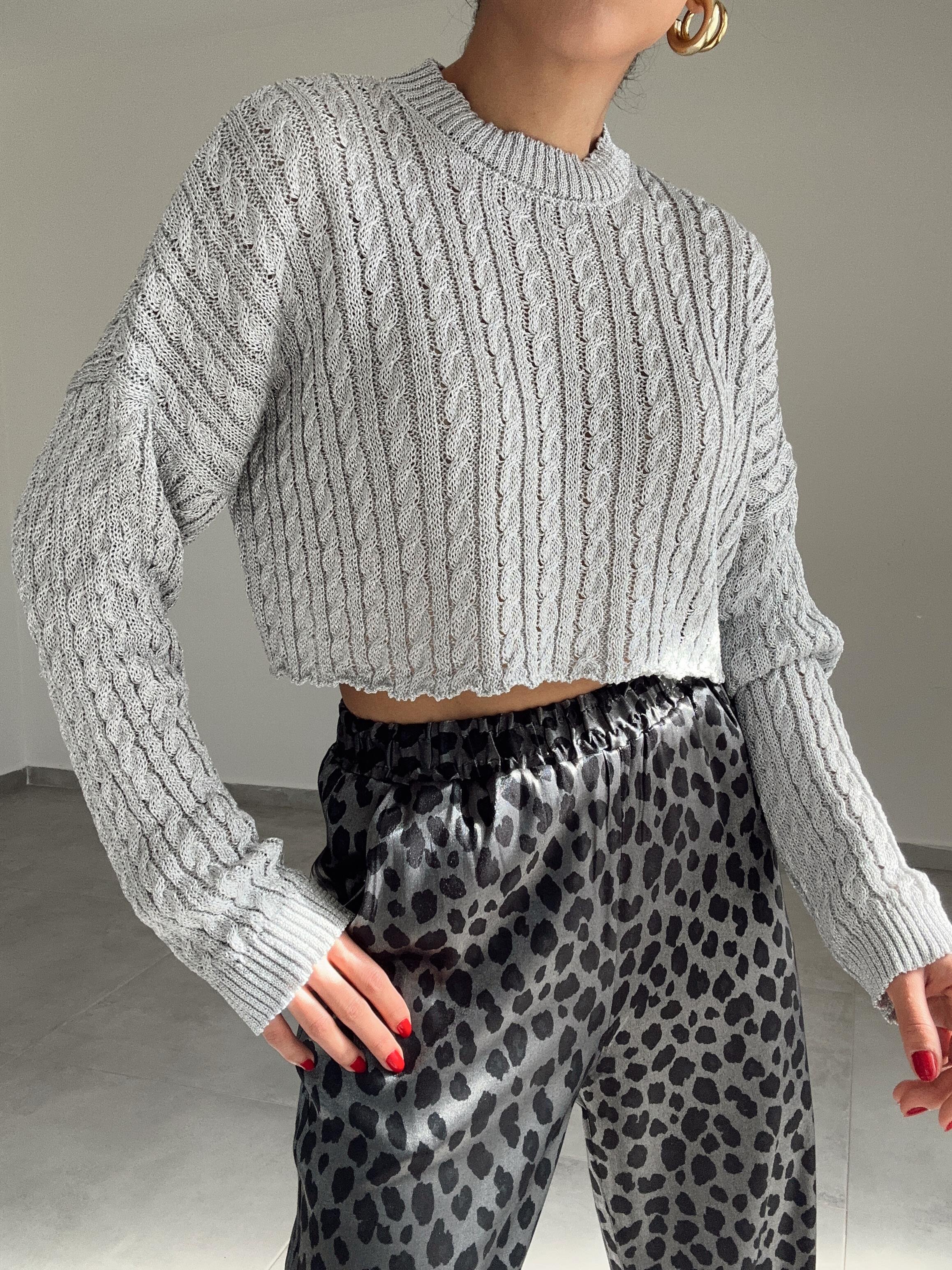 Gri Simli Kısa Kazak