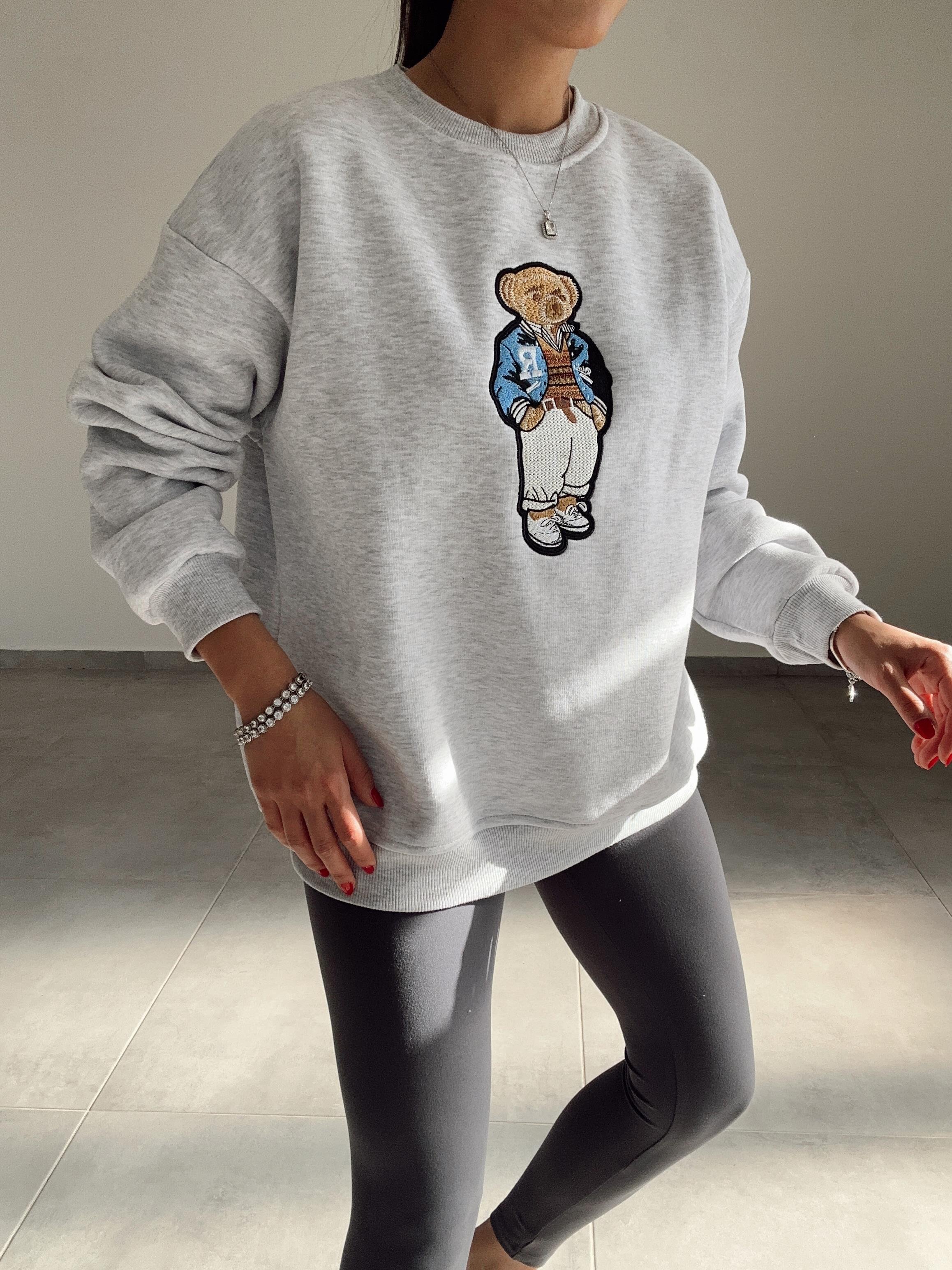 Gri Tedy Nakışlı Sweat