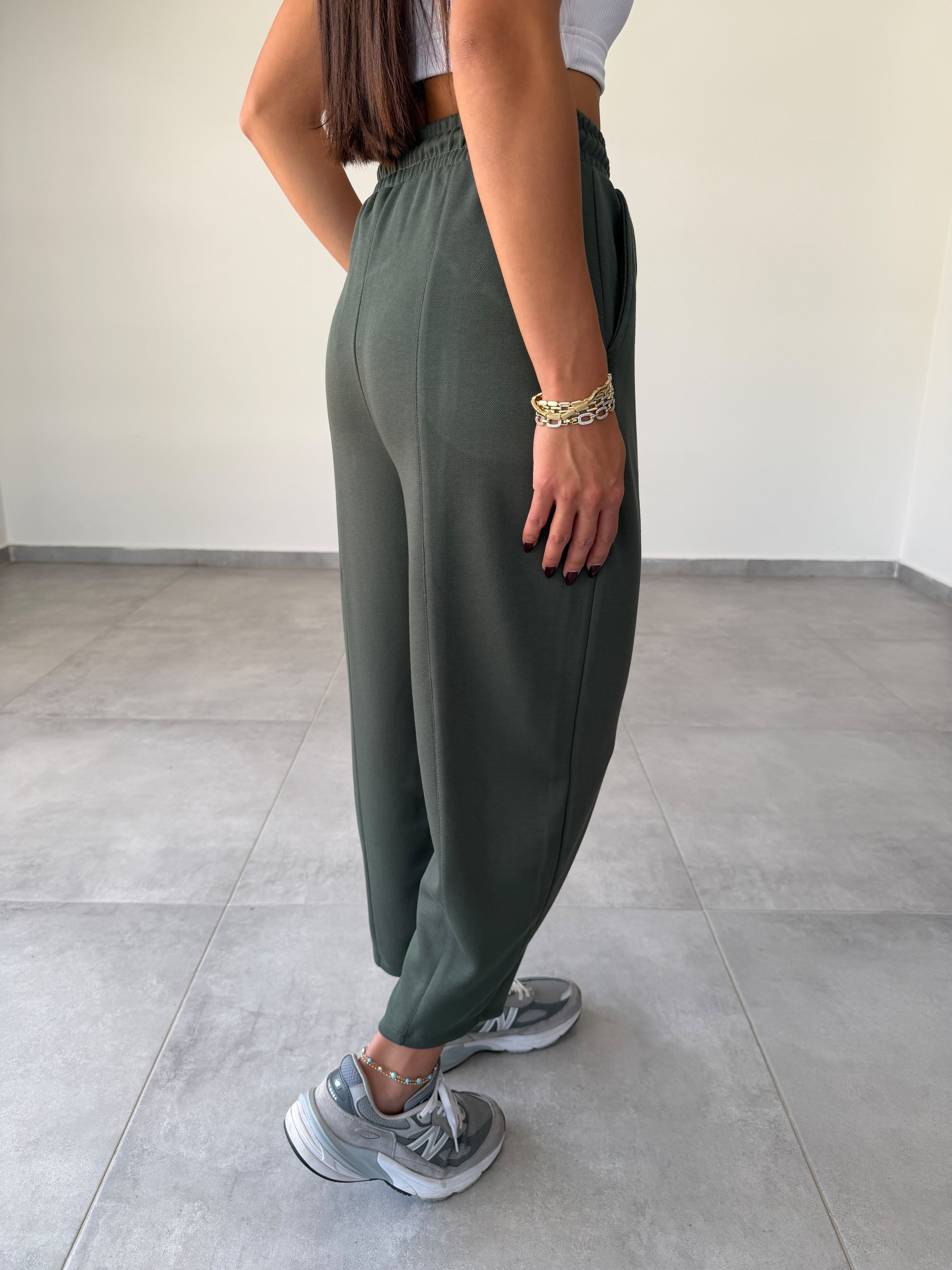 Haki Pike Çimalı Balon Pantolon