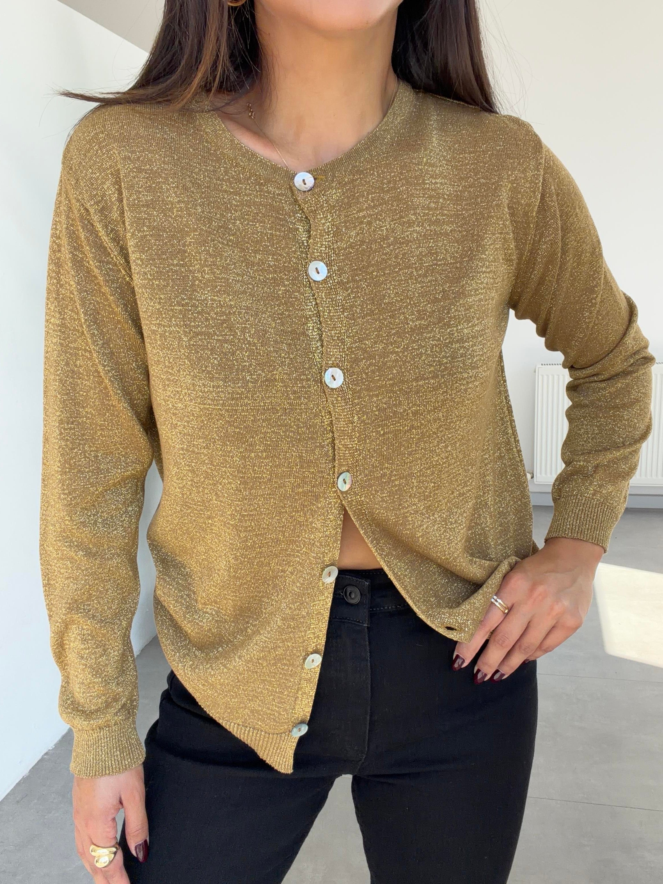 Haki Simli Triko Hırka