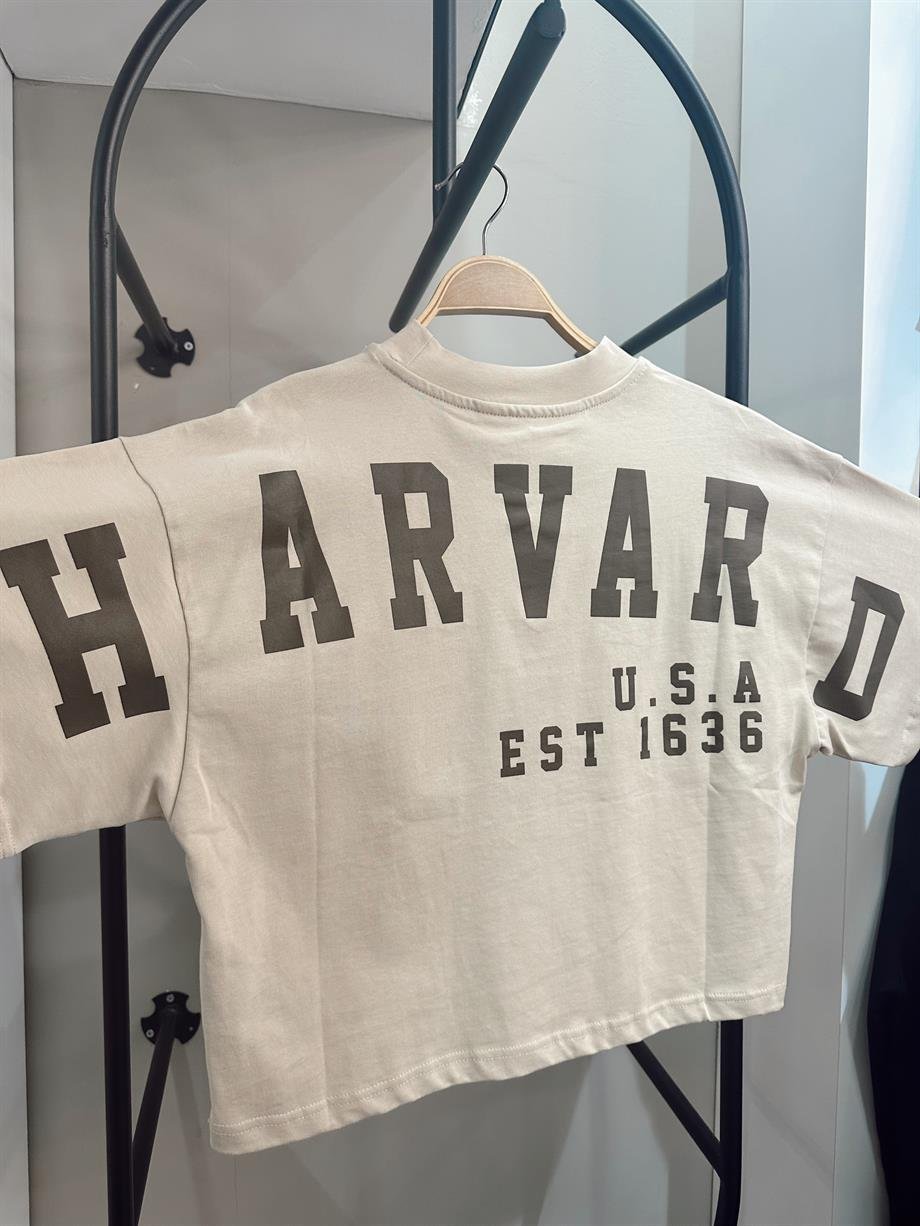 Harvard Taş Baskılı Tişört
