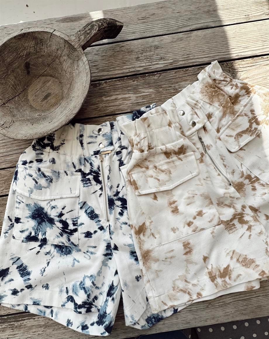 İndigo Desenli Şort