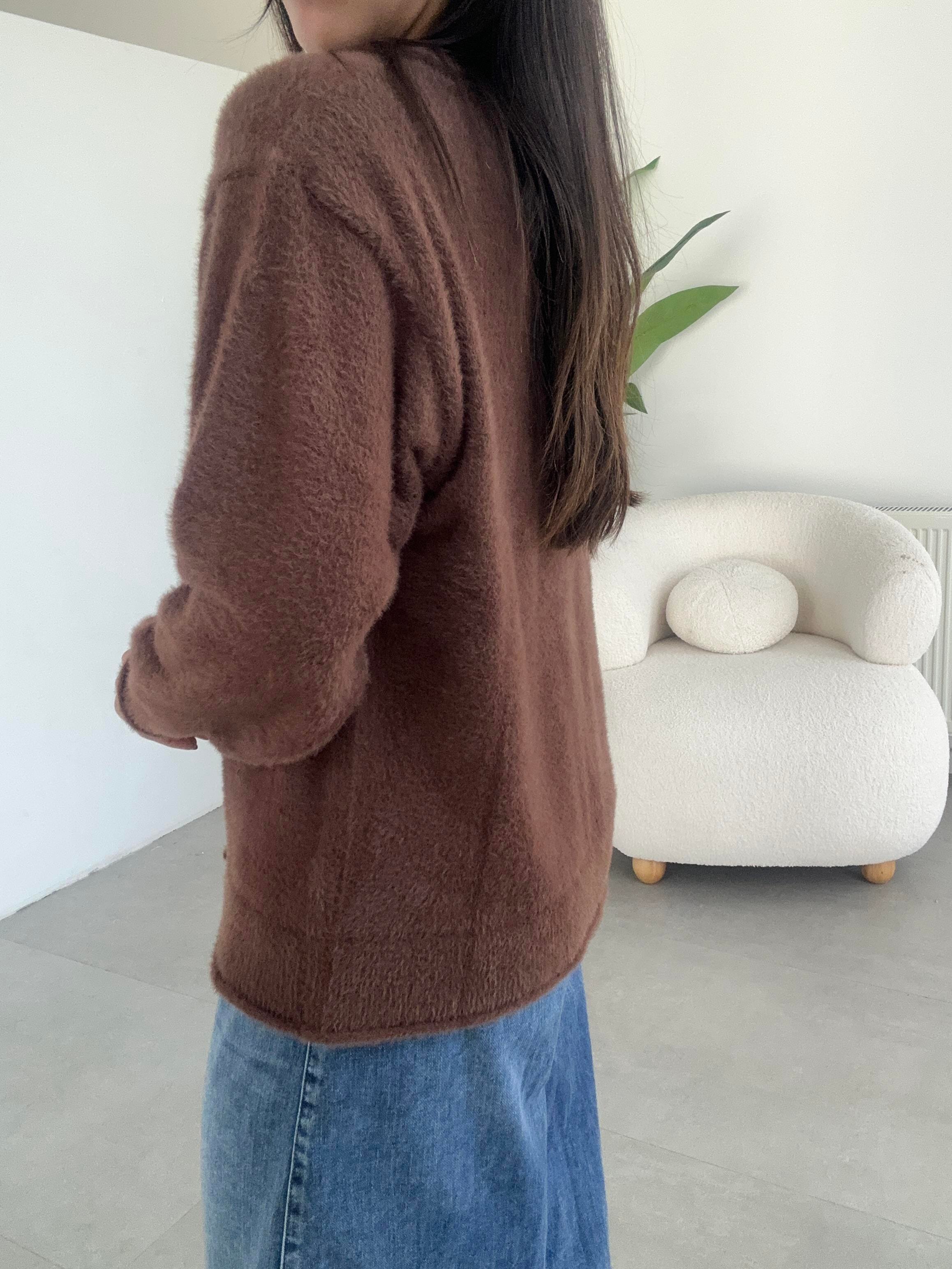 Kahve 4 Düğmeli Hırka