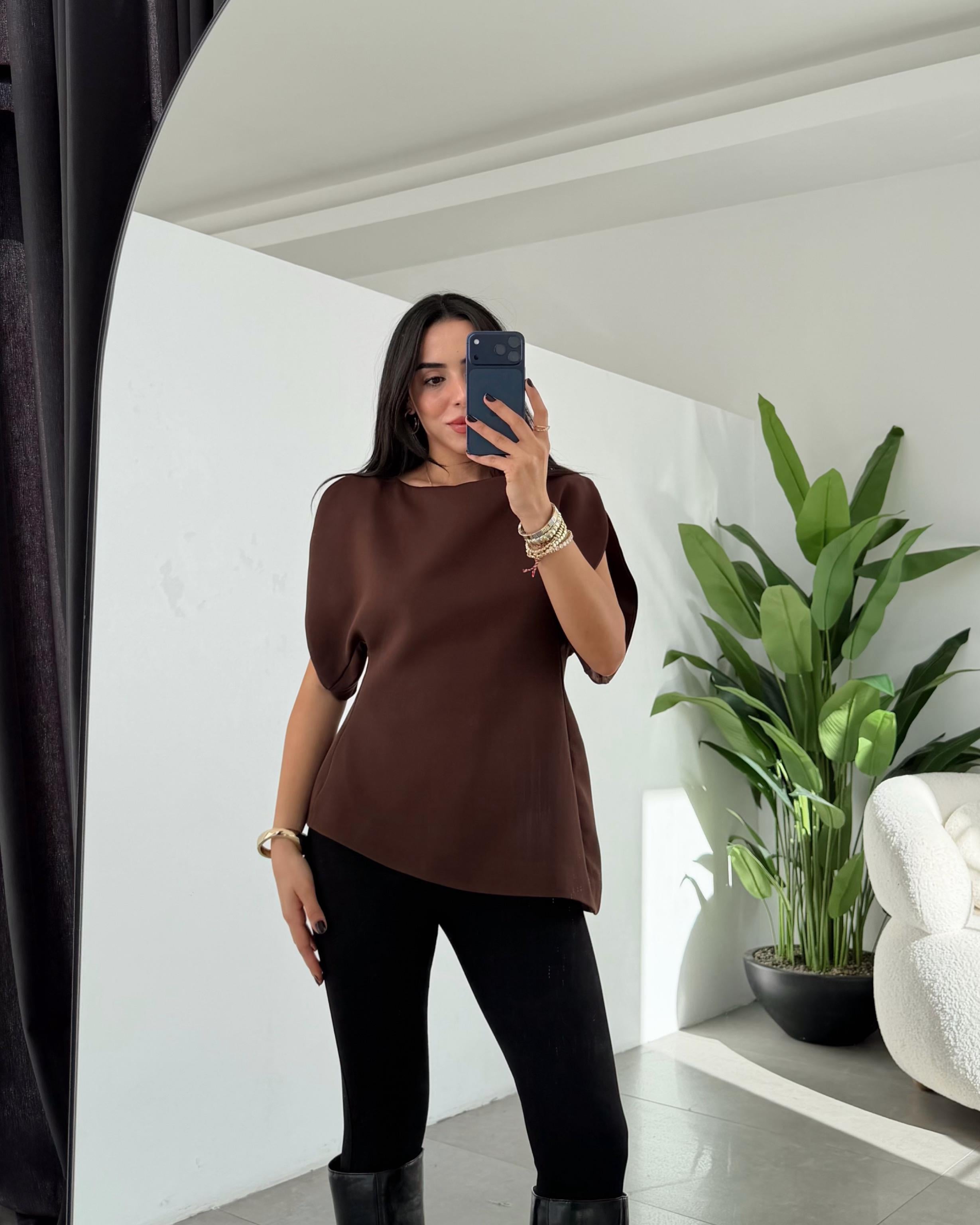 Kahve Balon Kol Bluz