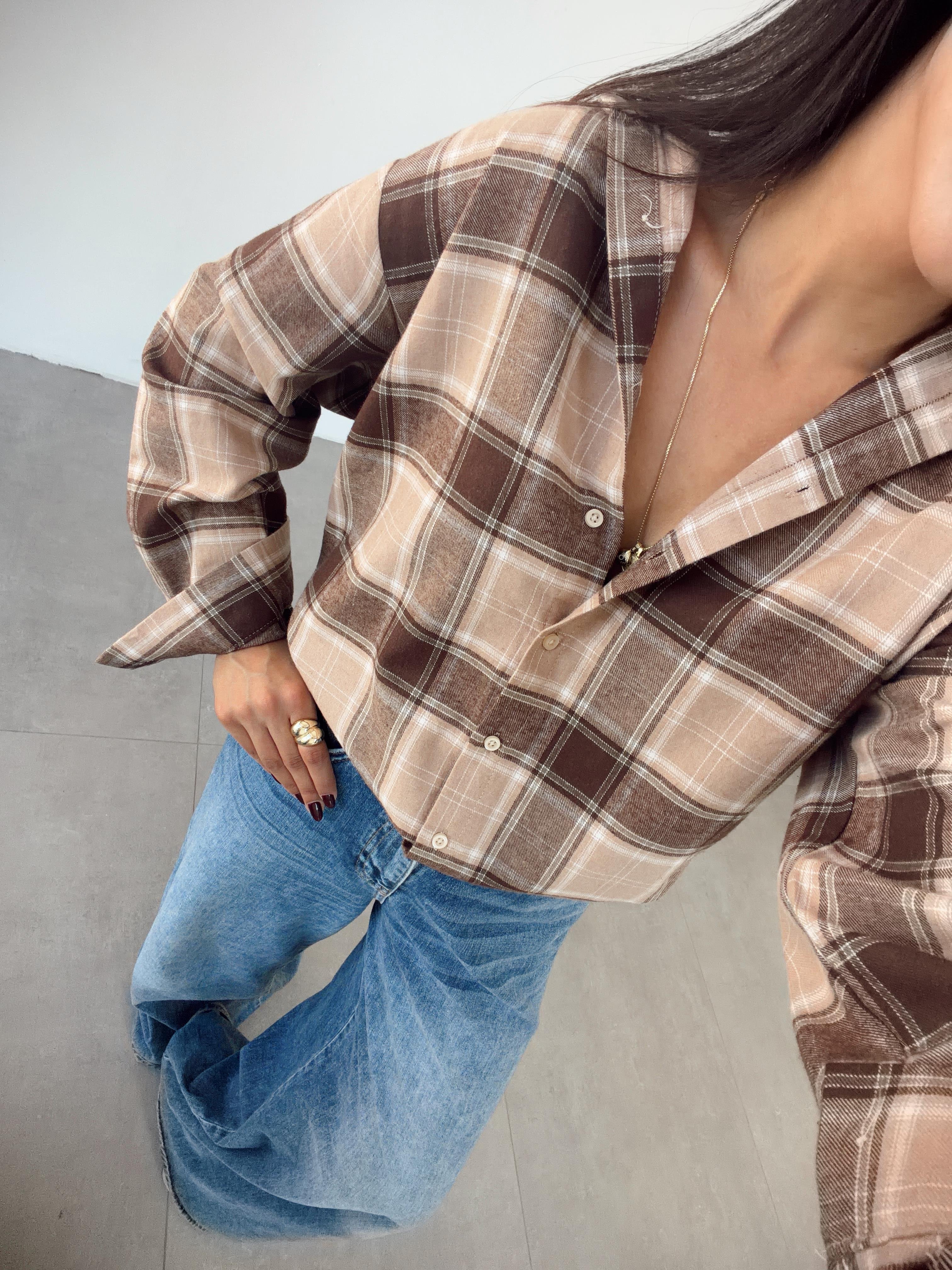 Kahve-Bej Oduncu Gömlek
