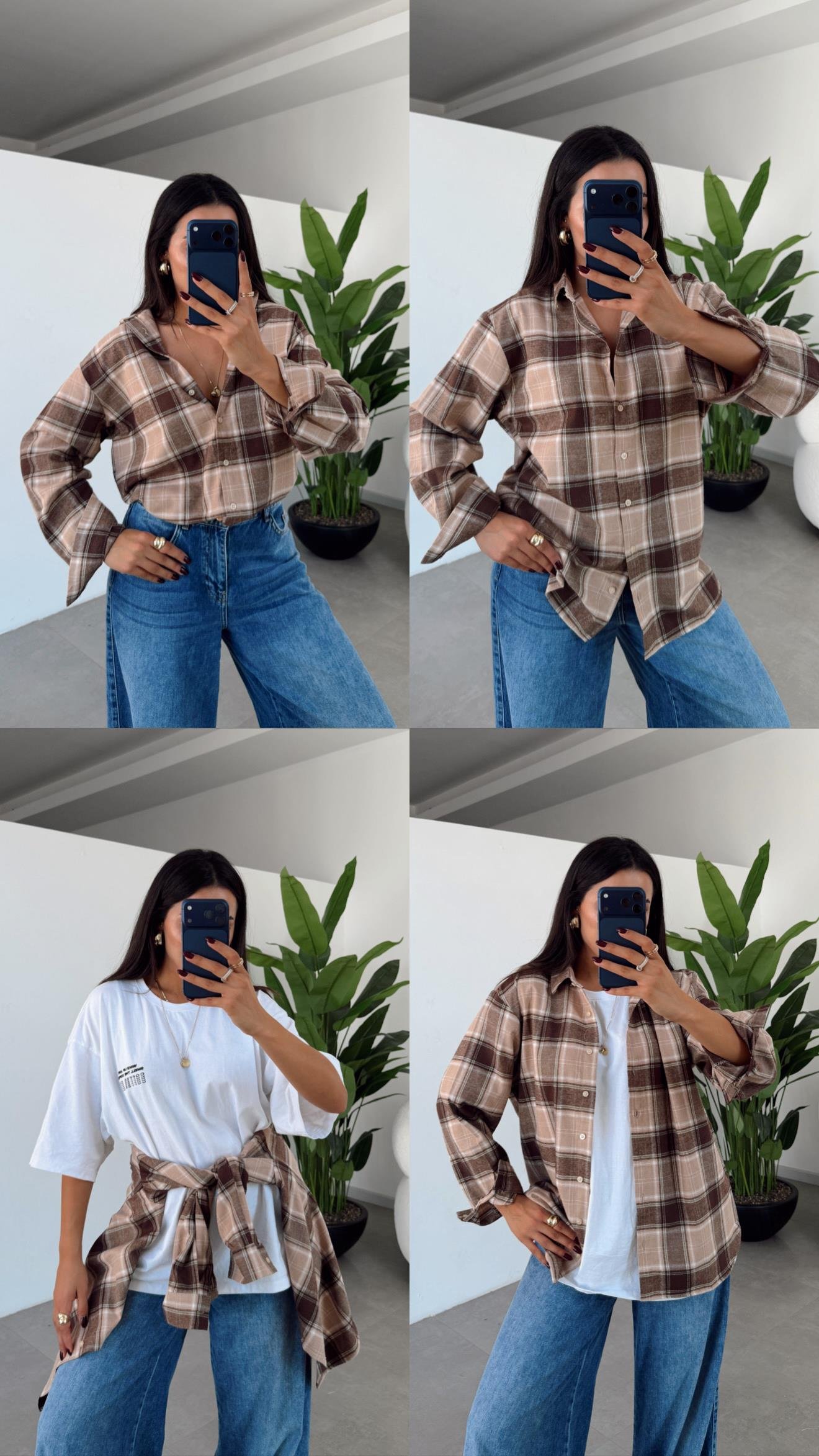 Kahve-Bej Oduncu Gömlek