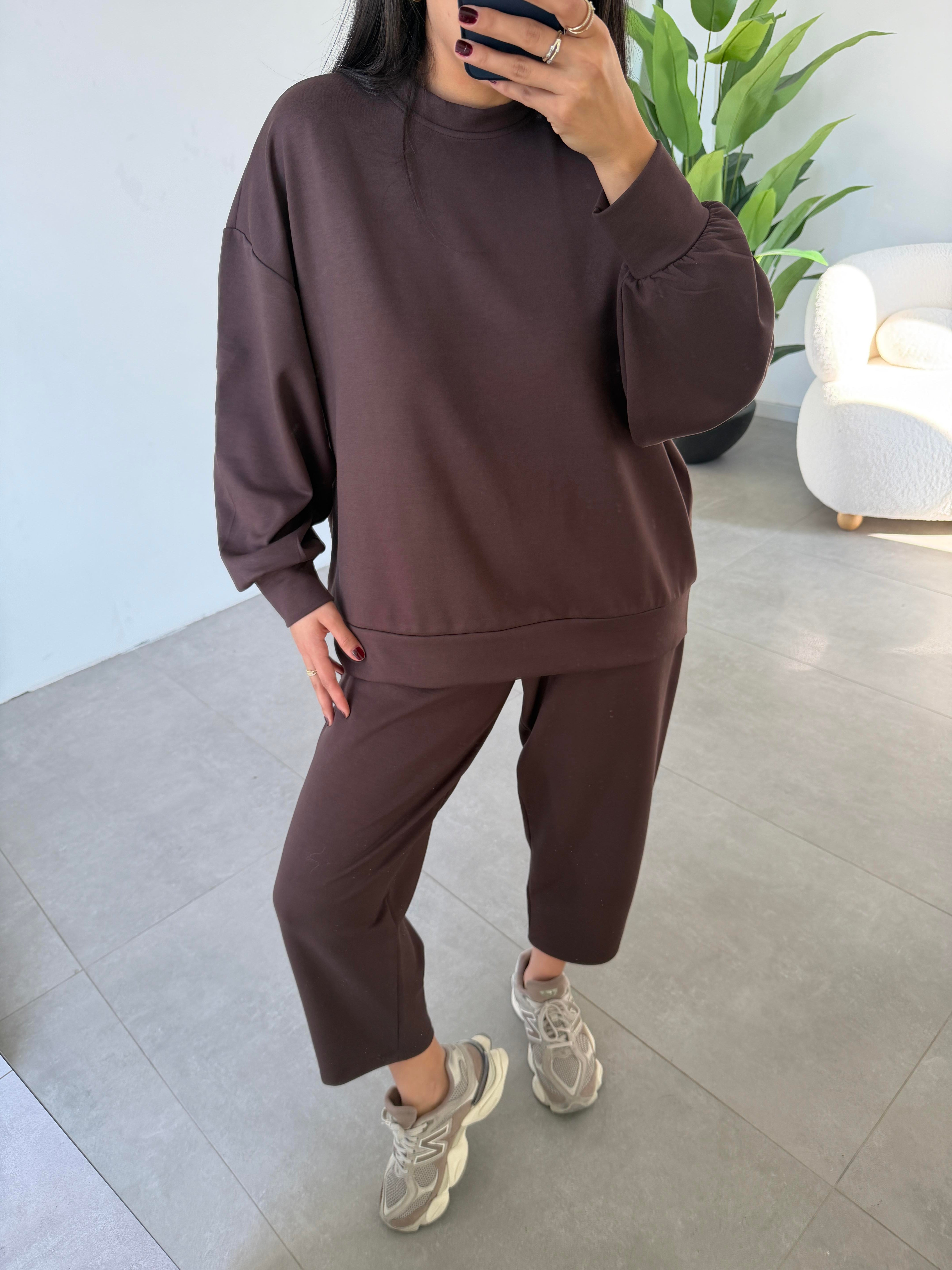 Kahve Bluz Pantolon Takım