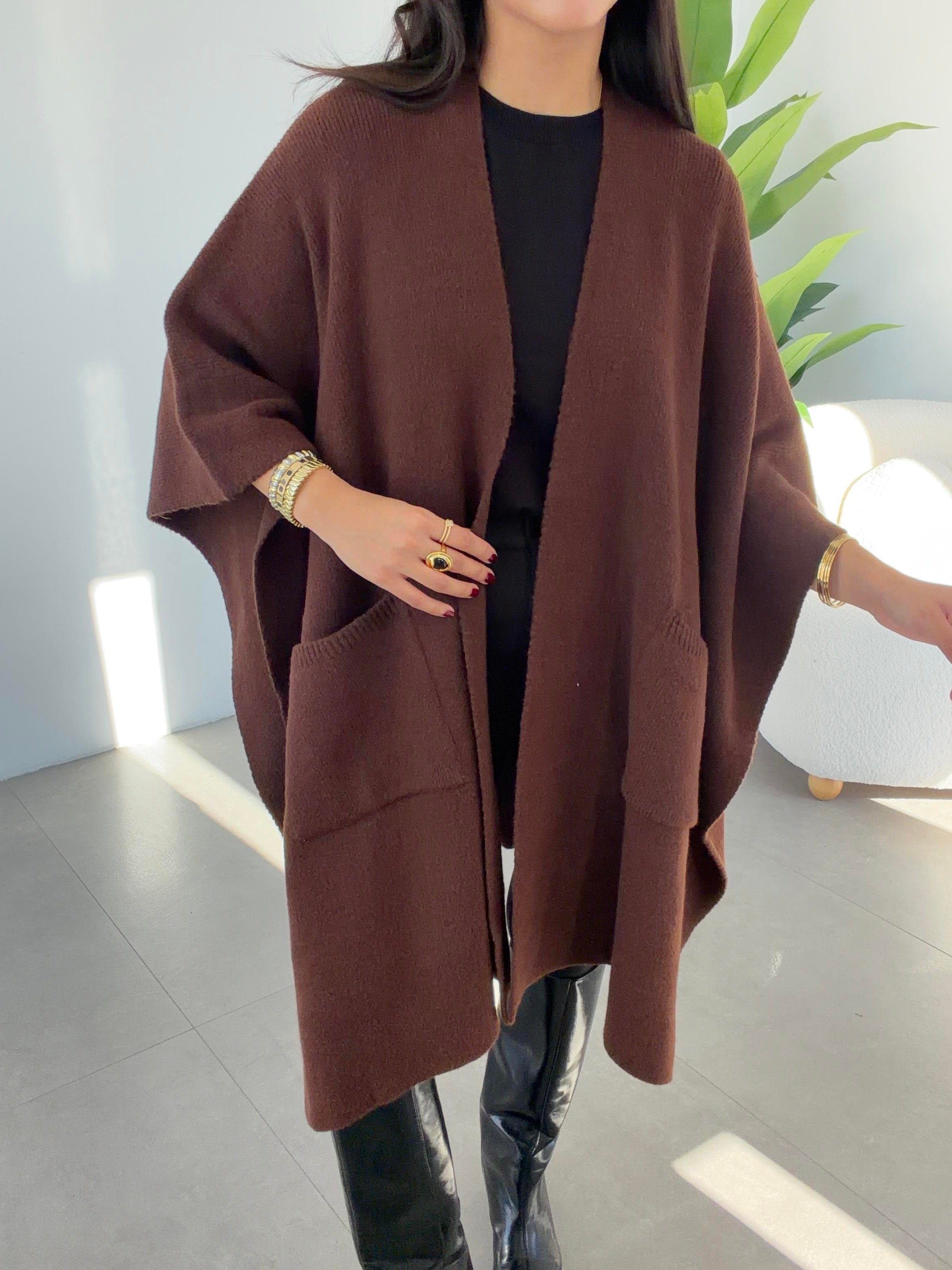 Kahve Cepli Triko Panço