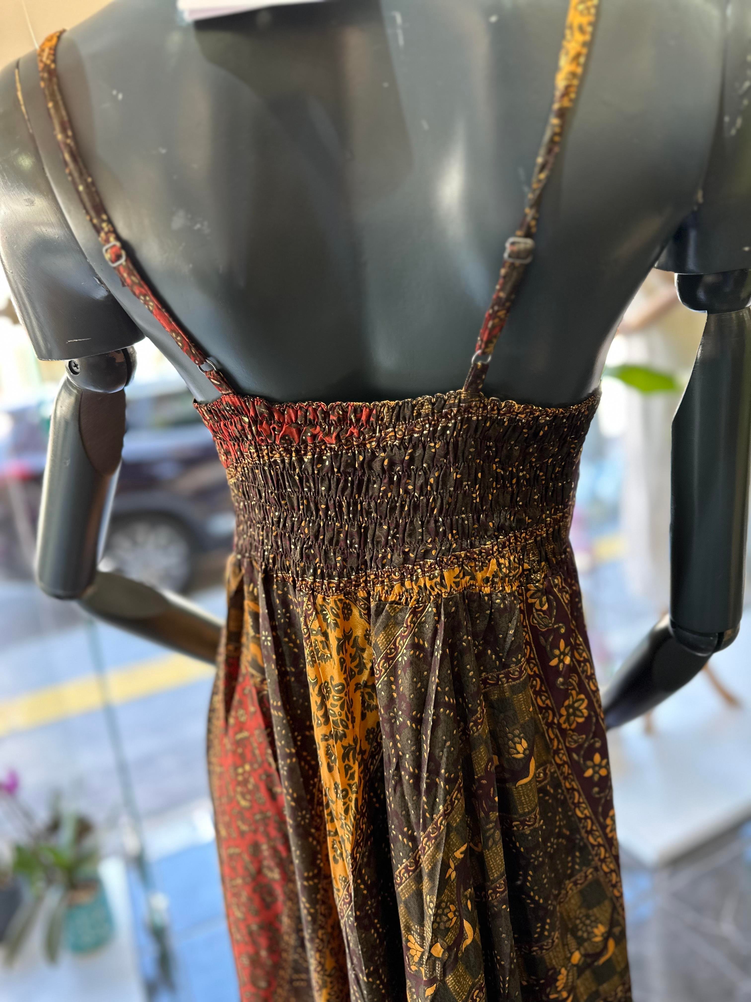 Kahve Desenli İthal Elbise