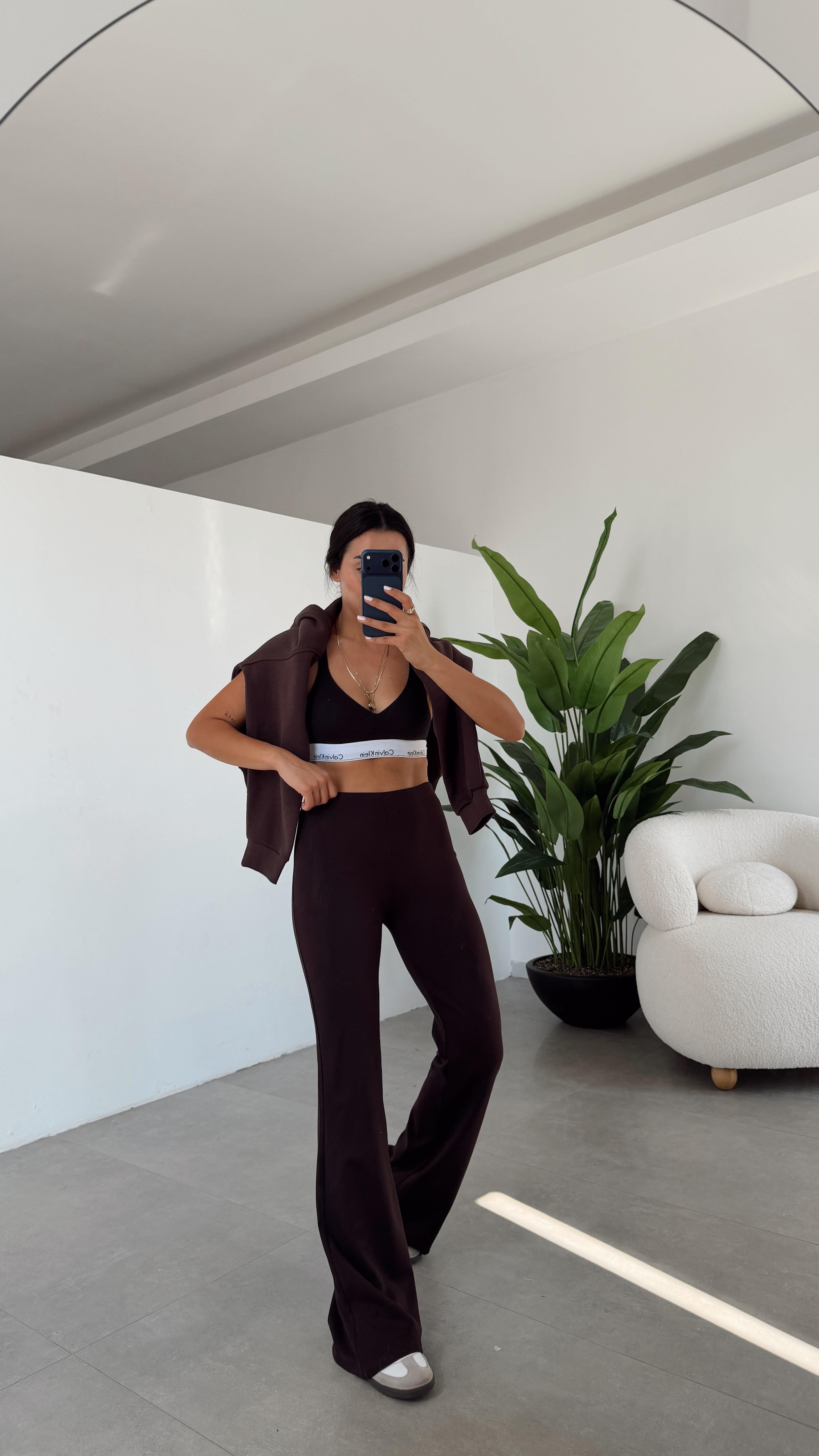 Kahve İspanyol Paça Tayt