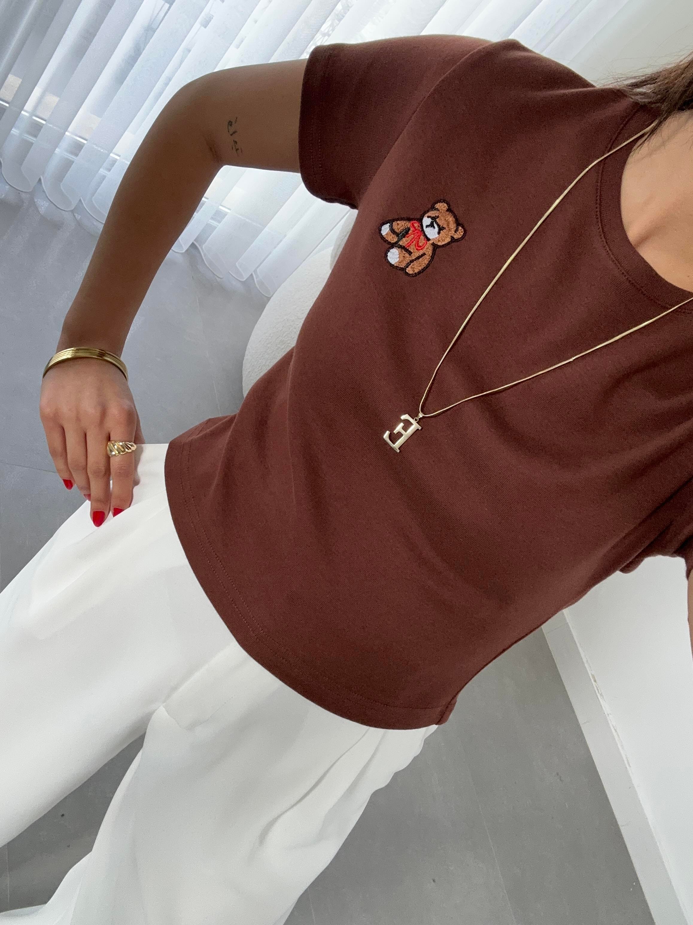 Kahve Küçük Tedy Nakışlı Tshirt
