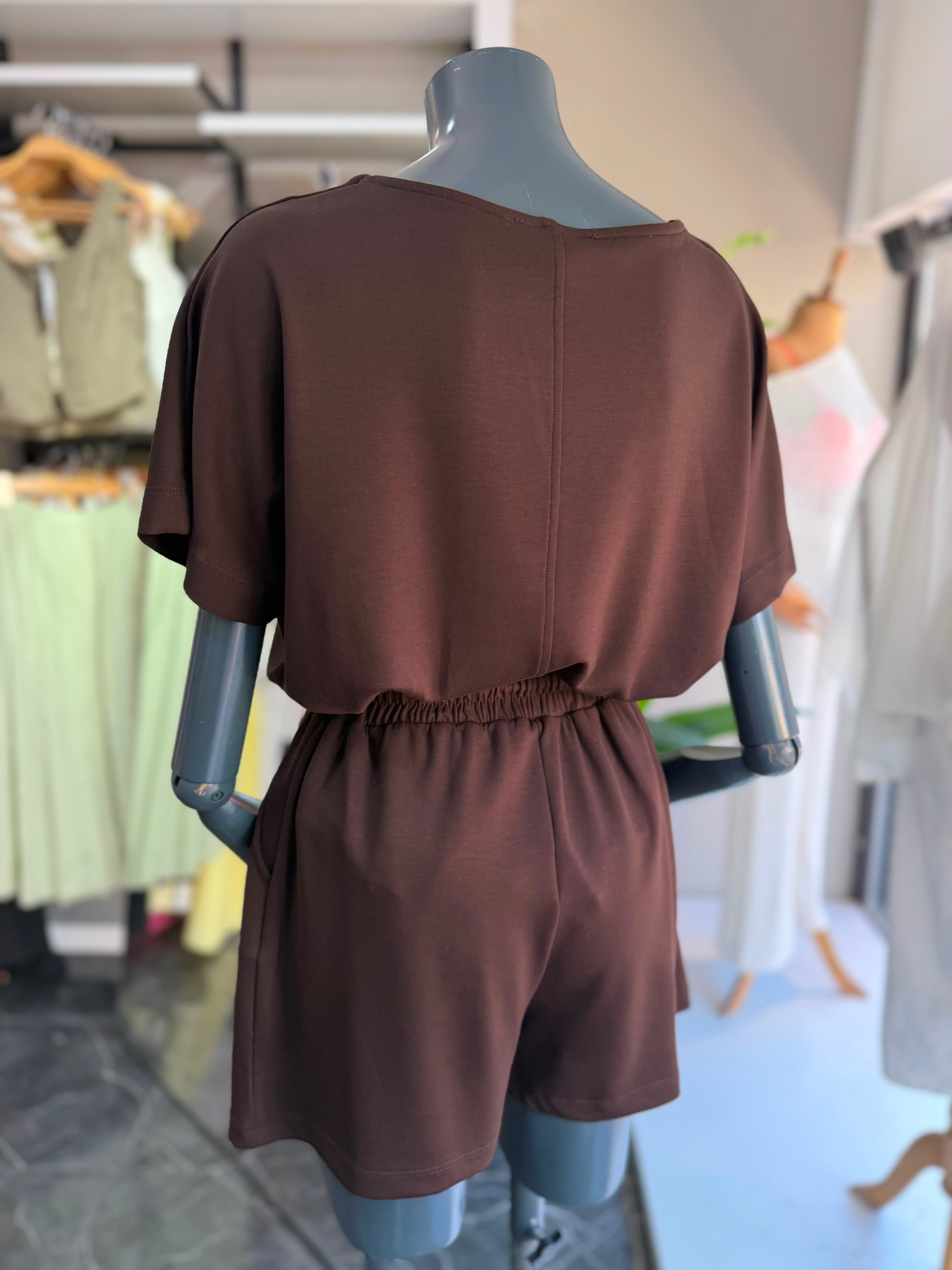 Kahve Modal Şortlu Tshirt Takım