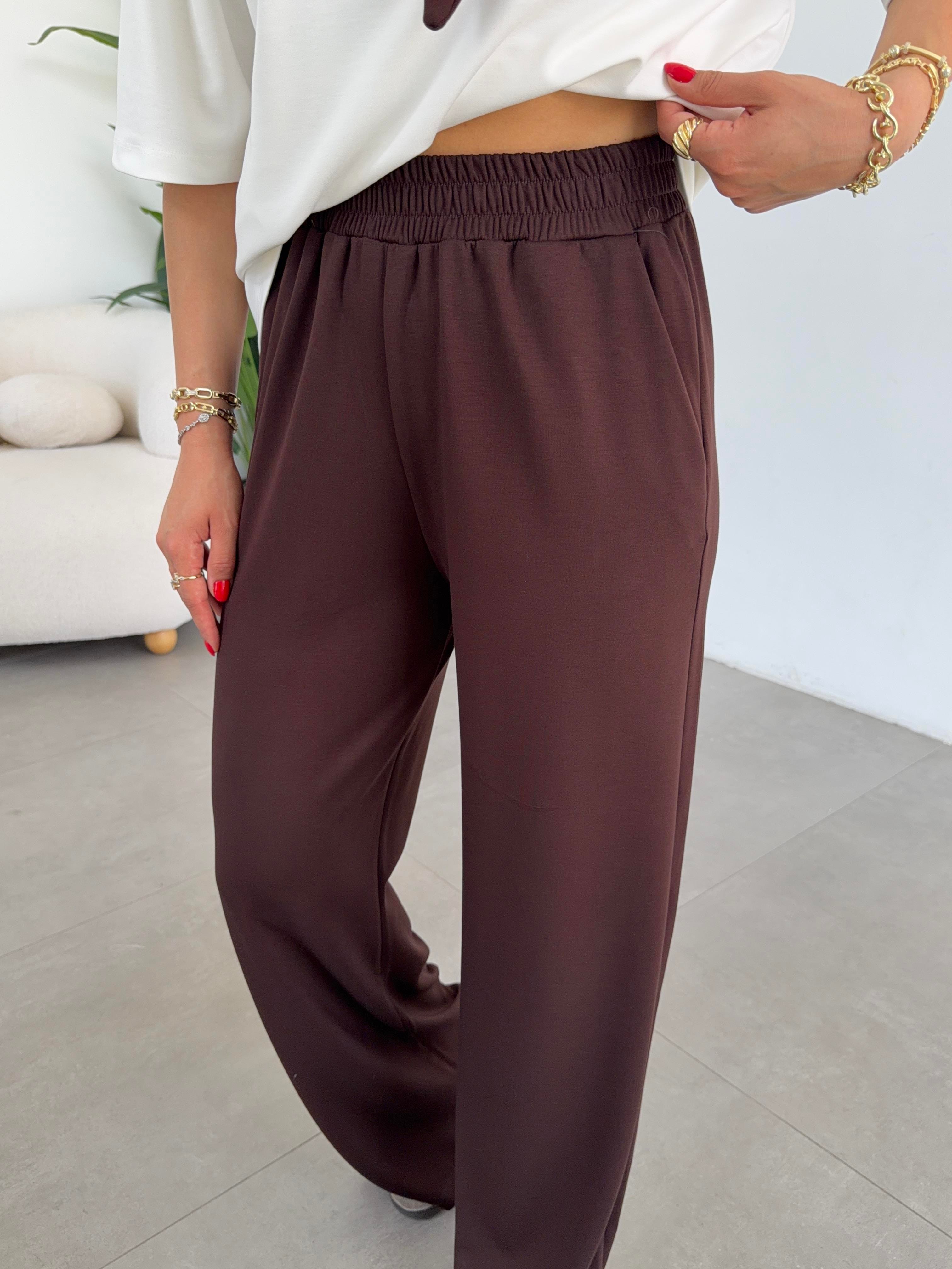 Kahve Oys Modal Atkılı Tshirt Pantolon Takım