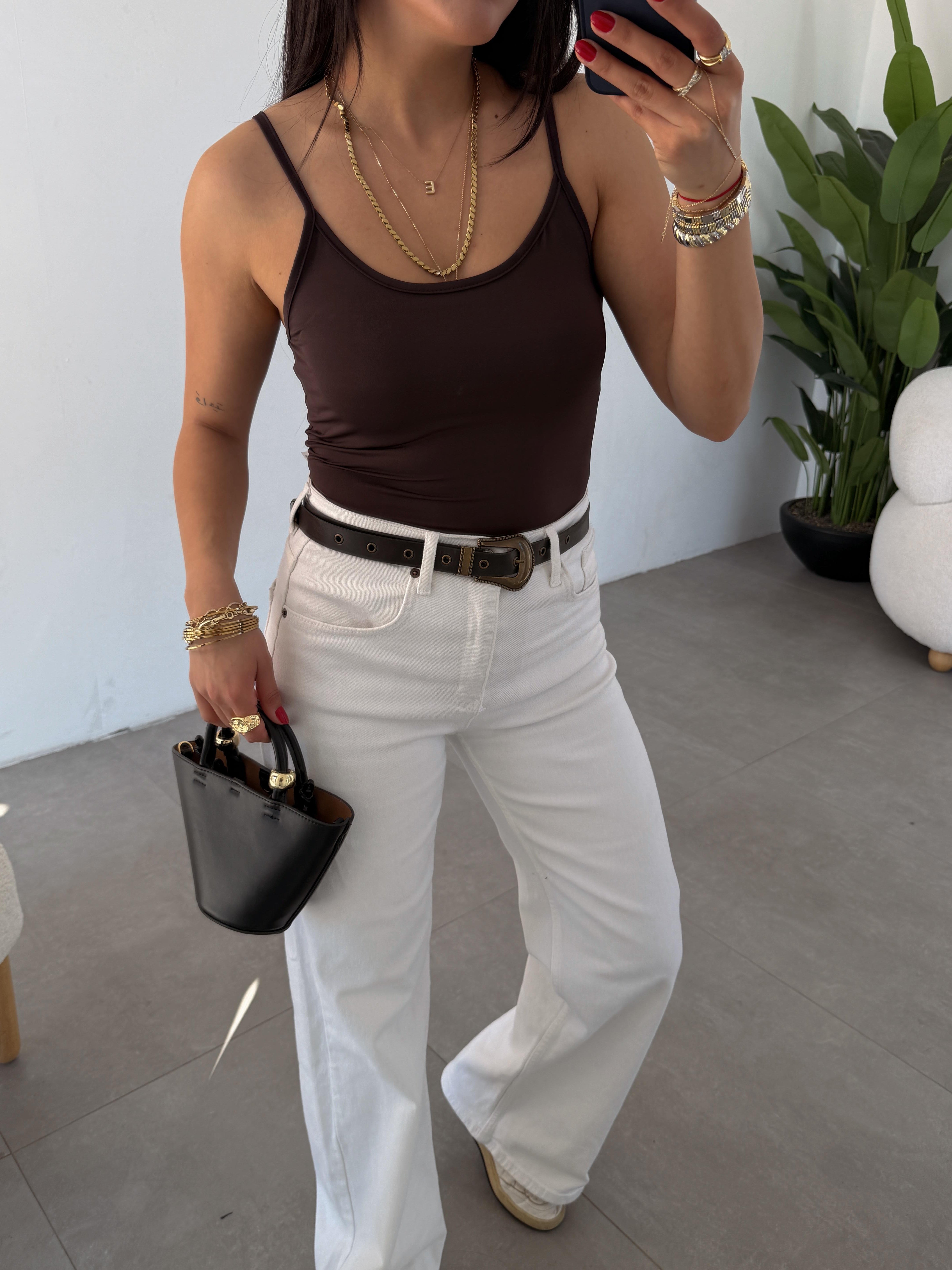 Kahve Polyemid İp Askılı Body